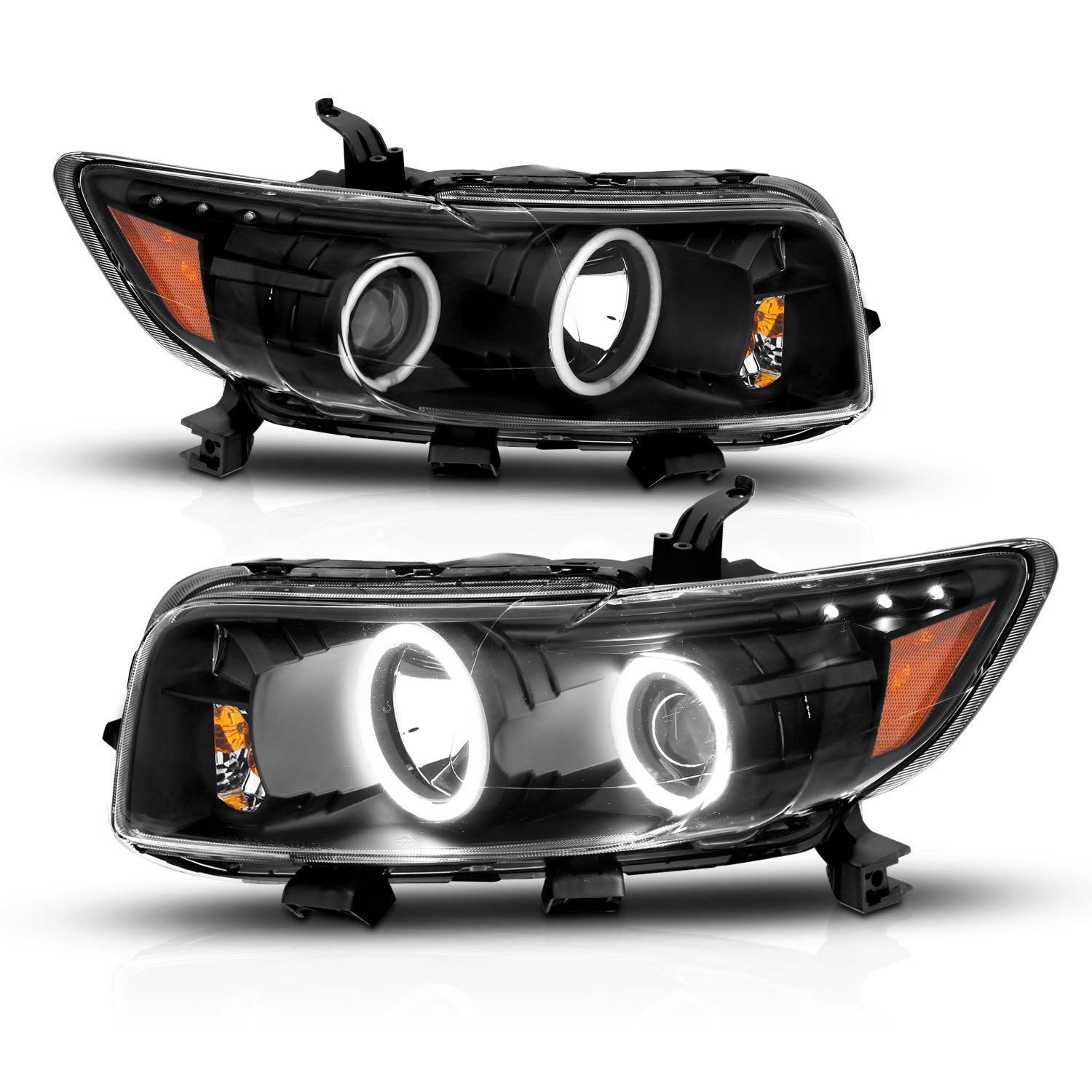 SCION XB 08-10 PROJECTOR HEADLIGHTS HALO W/O CCFL BAR BLACK AMBER (RX HALO)
