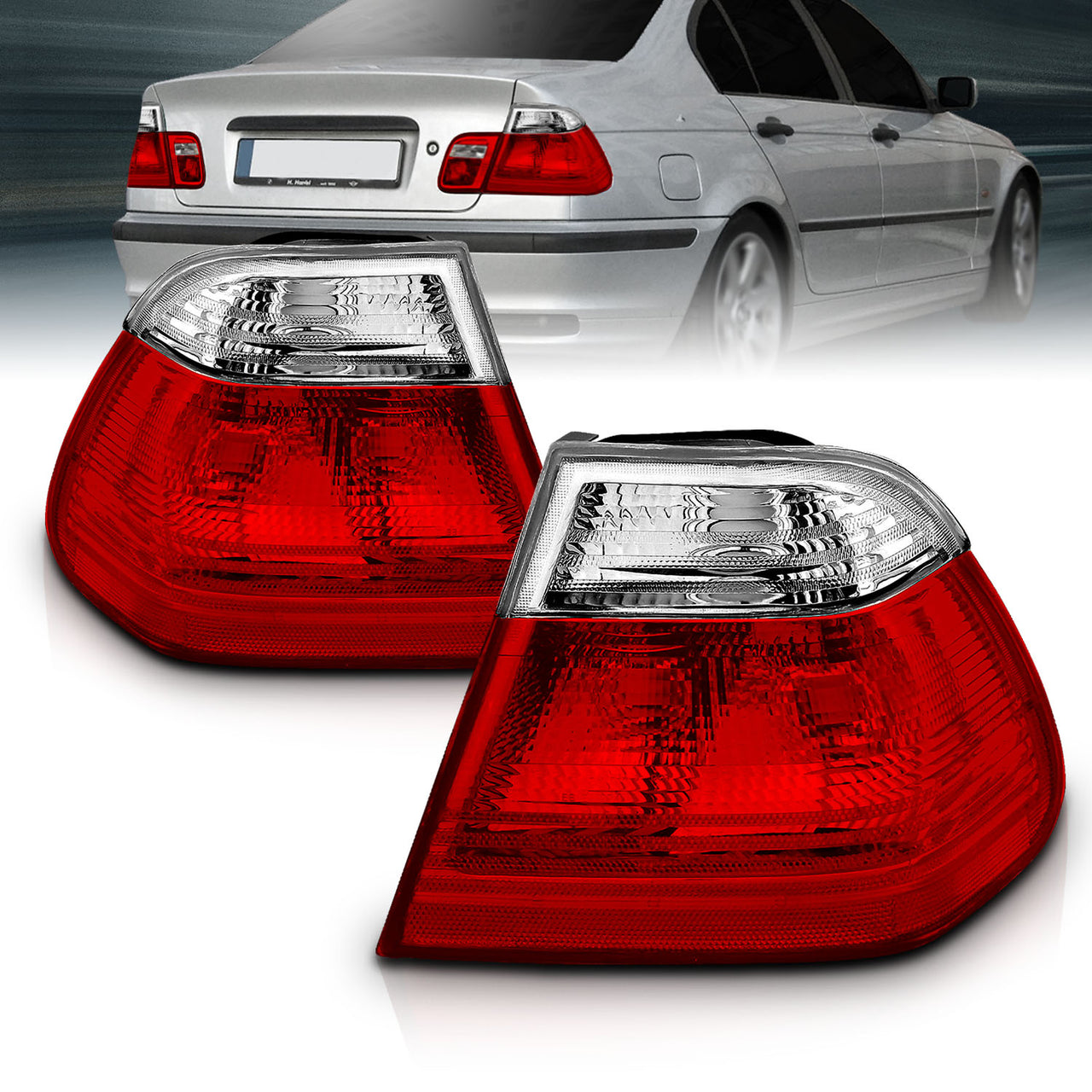 BMW 3 SERIES E46 99-01 4DR TAIL LIGHTS RED/CLEAR