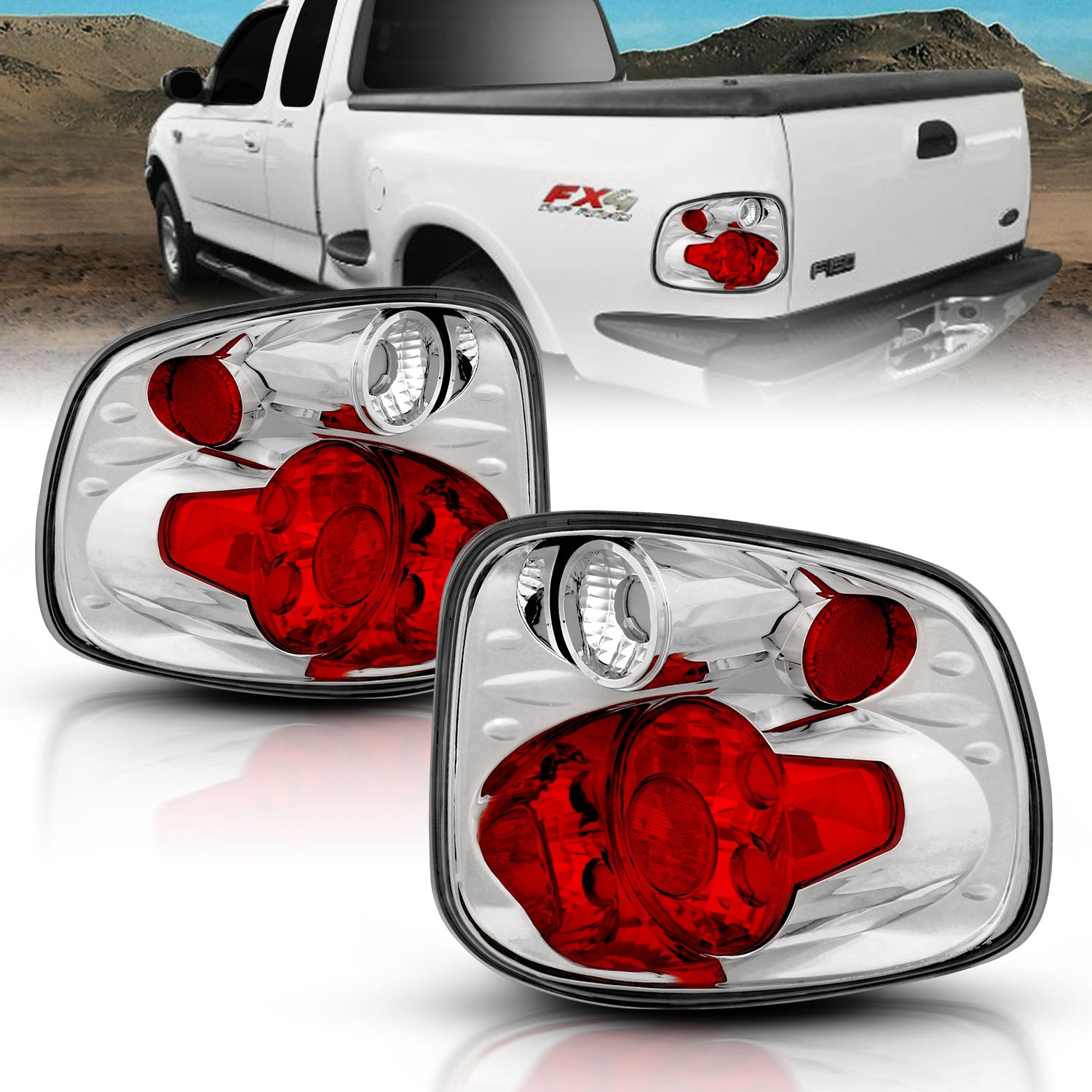 FORD F-SERIES FLARE SIDE 97-03 TAIL LIGHTS VERSION 2 CHROME