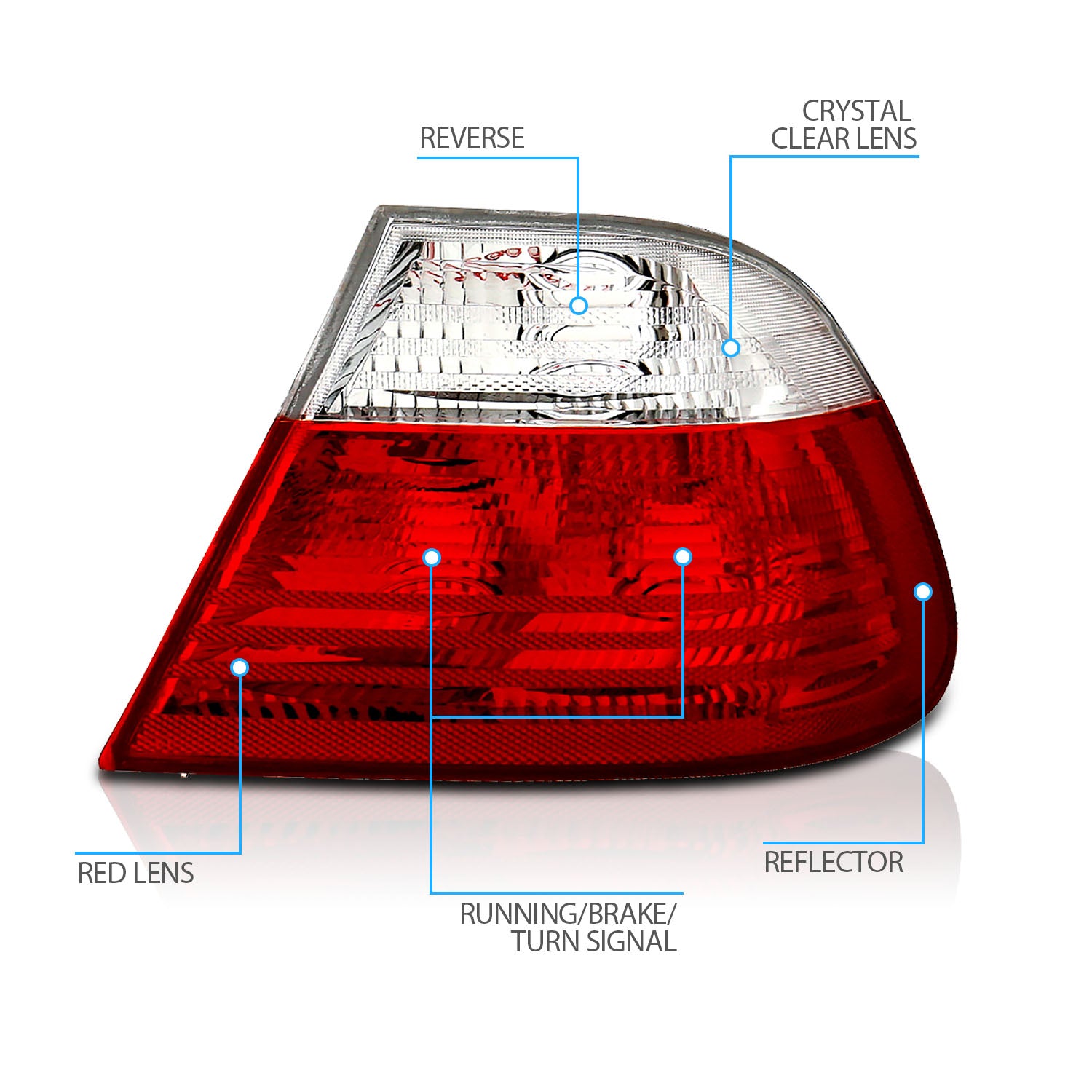 BMW 3 SERIES E46 99-01 2DR TAIL LIGHTS RED/CLEAR