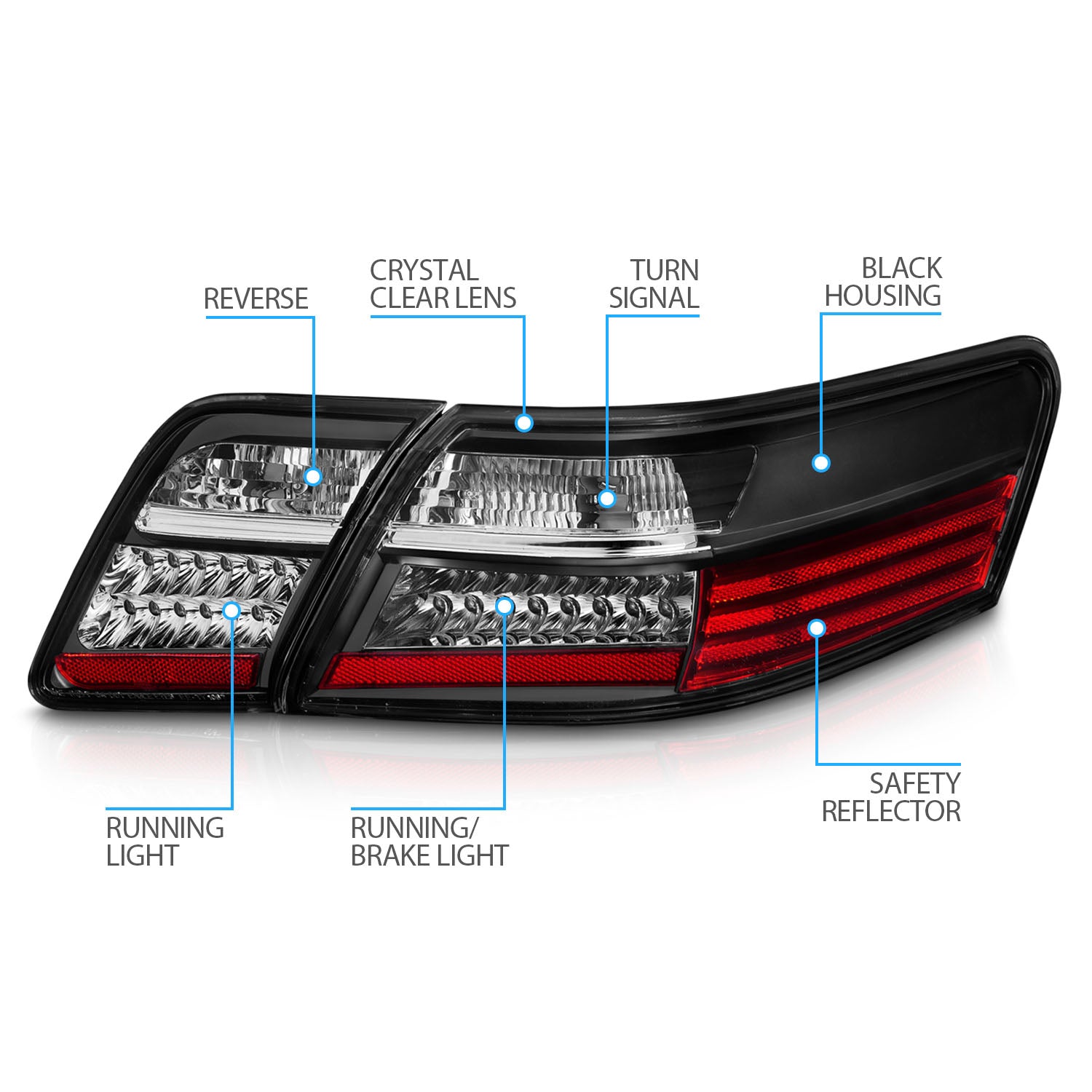 TOYOTA CAMRY 07-09 LED TAIL LIGHTS BLACK (4 PCS)