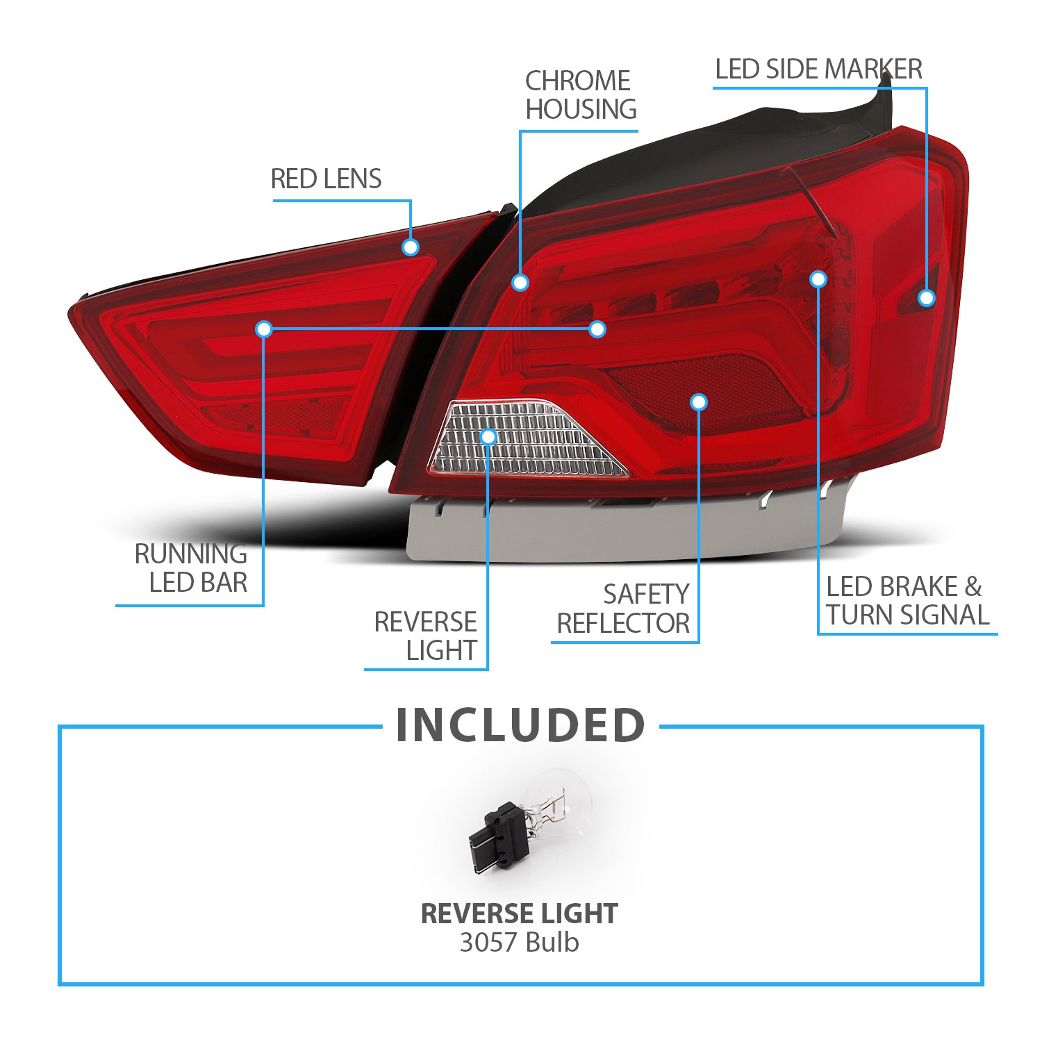 CHEVY IMPALA 14-18 LED TAIL LIGHTS RED/CLEAR