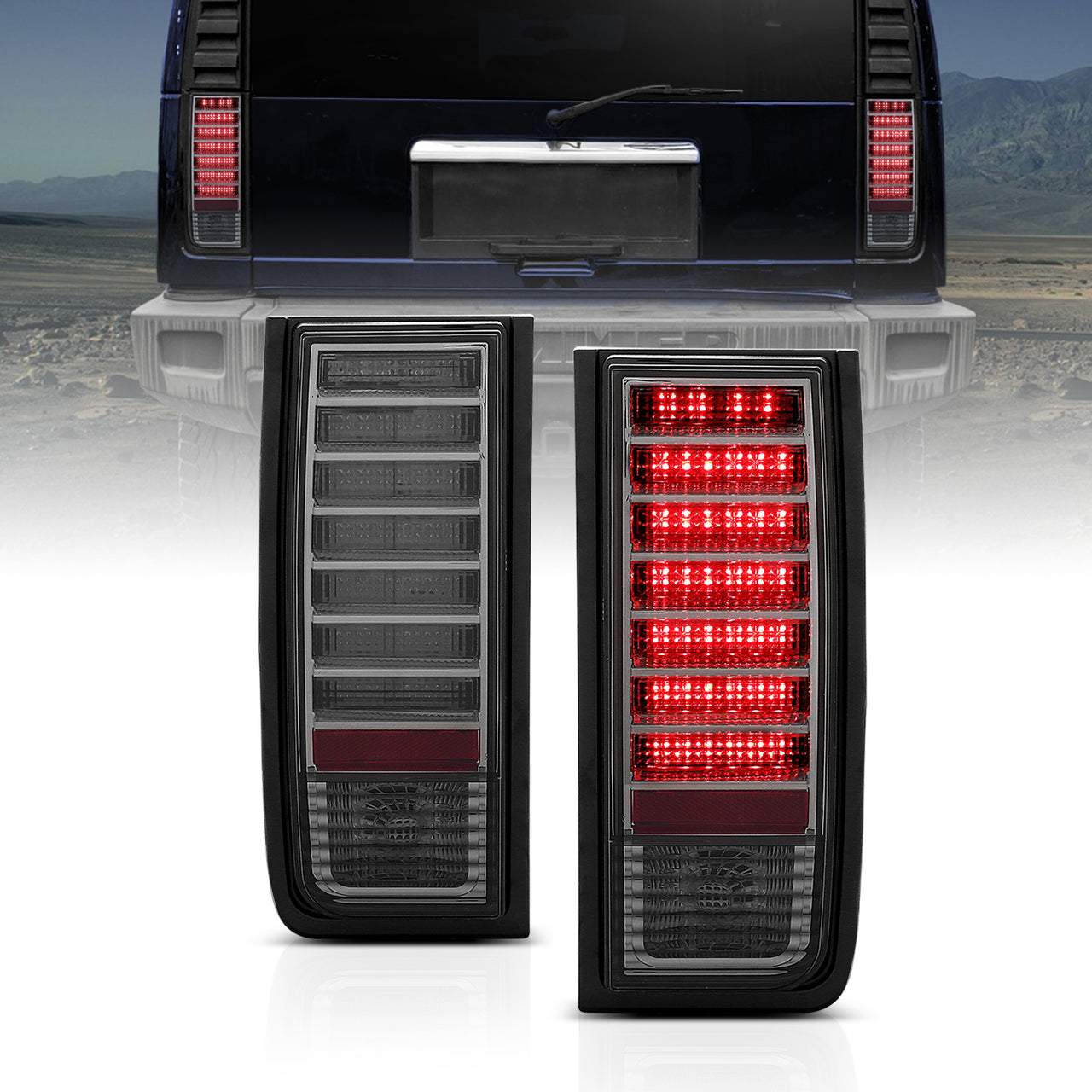 GMC HUMMER H2 SUV 03-09 LED TAIL LIGHTS SMOKE