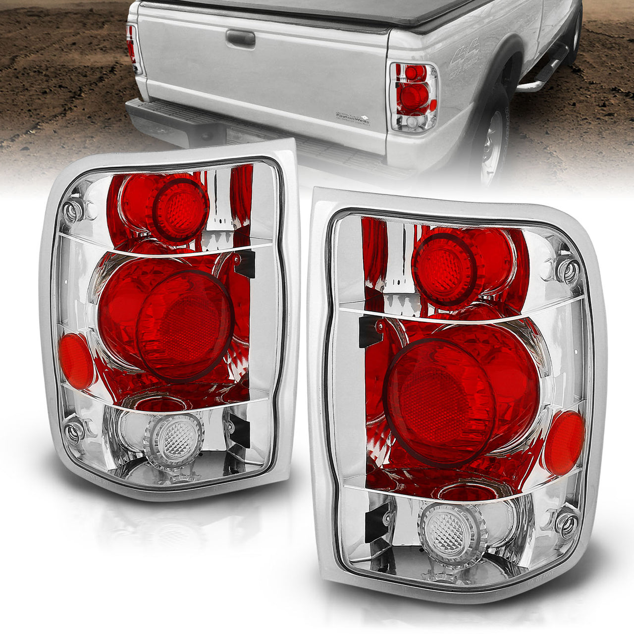 FORD RANGER 98-01 TAIL LIGHTS G2 CHROME