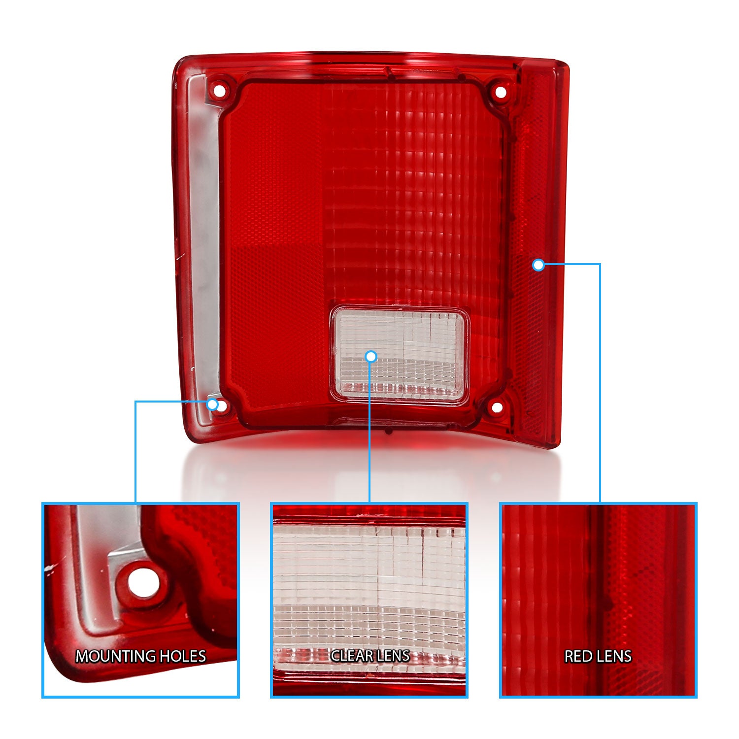 CHEVY BLAZER 78-91/JIMMY 83-91 TAIL LIGHTS RED/CLEAR LENS W/O CHROME TRIM FLEETSIDE