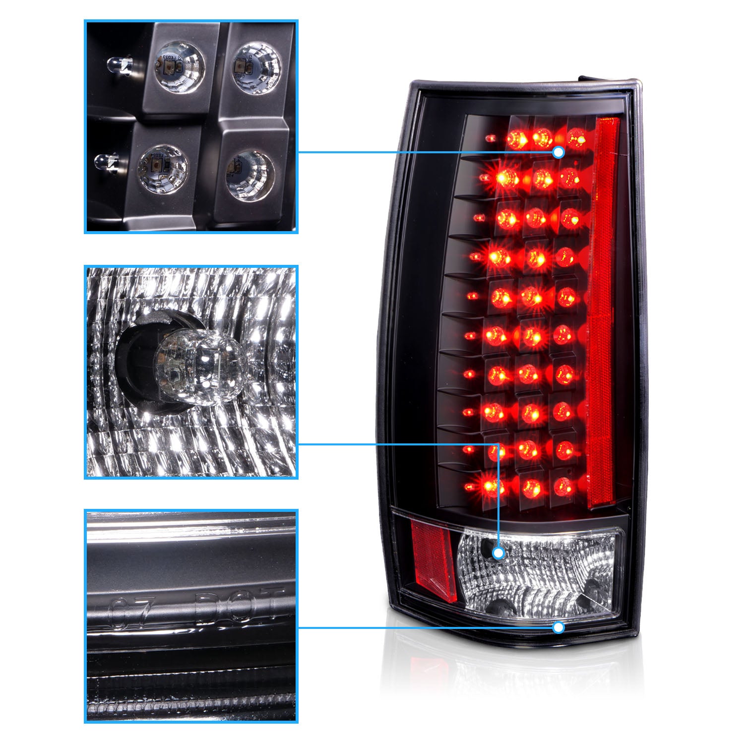 CHEVY TAHOE/SUBURBAN 07-UP LED G4 TAIL LIGHTS BLACK (ESCALADE LOOK)