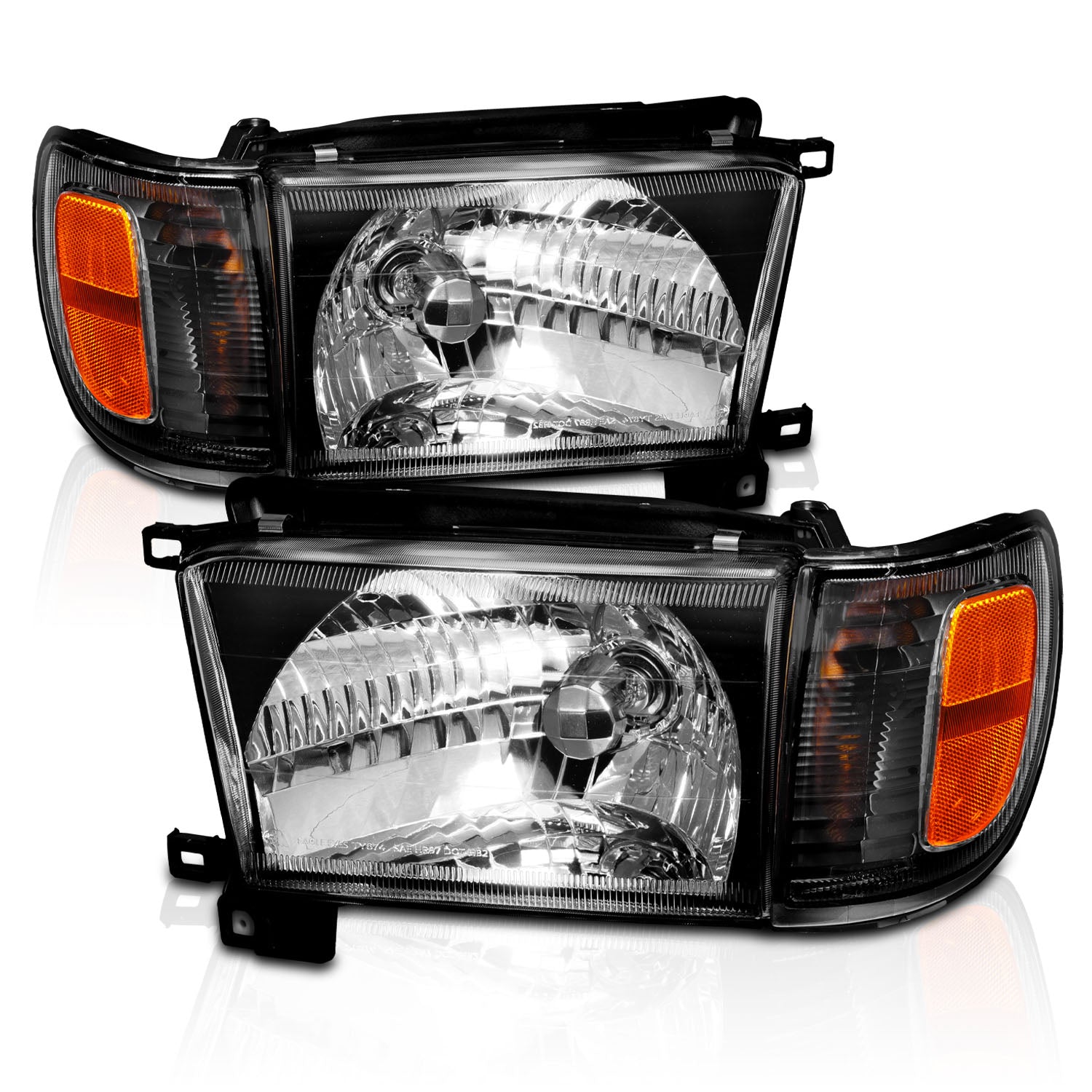 TOYOTA 4 RUNNER 99-02 HEADLIGHTS W/ CORNER LIGHTS BLACK AMBER