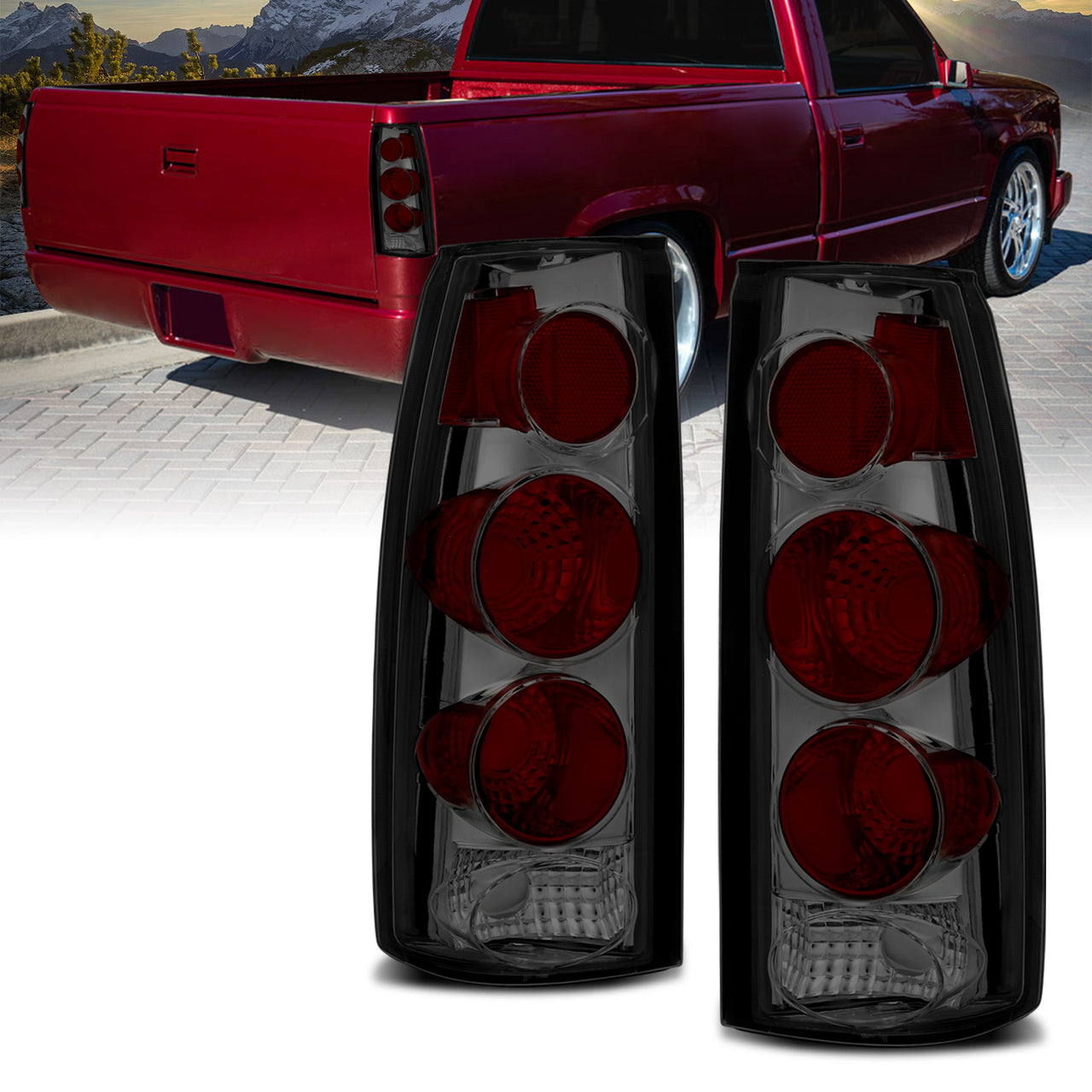 Chevy/GMC C/K 1500/2500/3500 88-99, SUBURBAN/YUKON 92-00, TAHOE 94-00, BLAZER 92-94, CADILLAC ESCALADE 99-00 TAIL LIGHTS 3D SMOKE