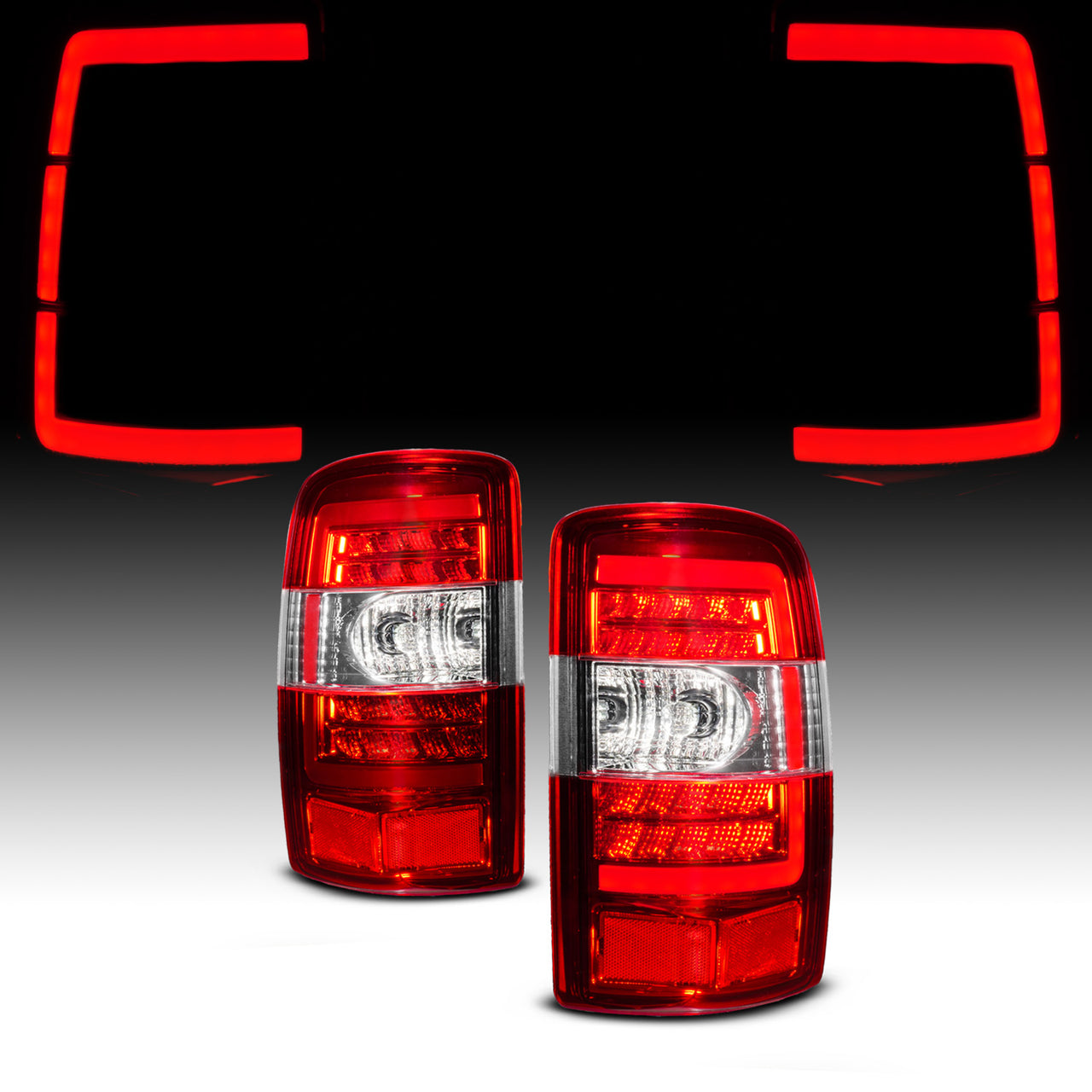 CHEVY TAHOE/SUBURBAN/GMC DENALI 00-06 LED TAIL LIGHTS RED/CLEAR LENS CHROME HOUSING