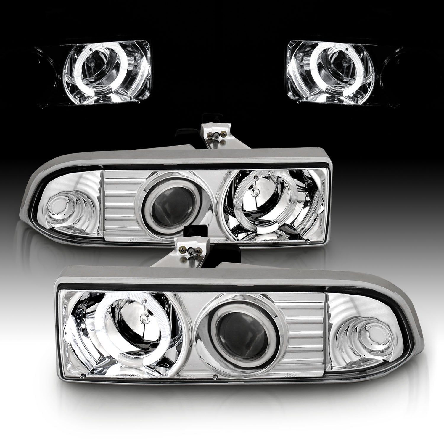 CHEVY S10/BLAZER 98-04 PROJECTOR HEADLIGHTS HALO CHROME CLEAR