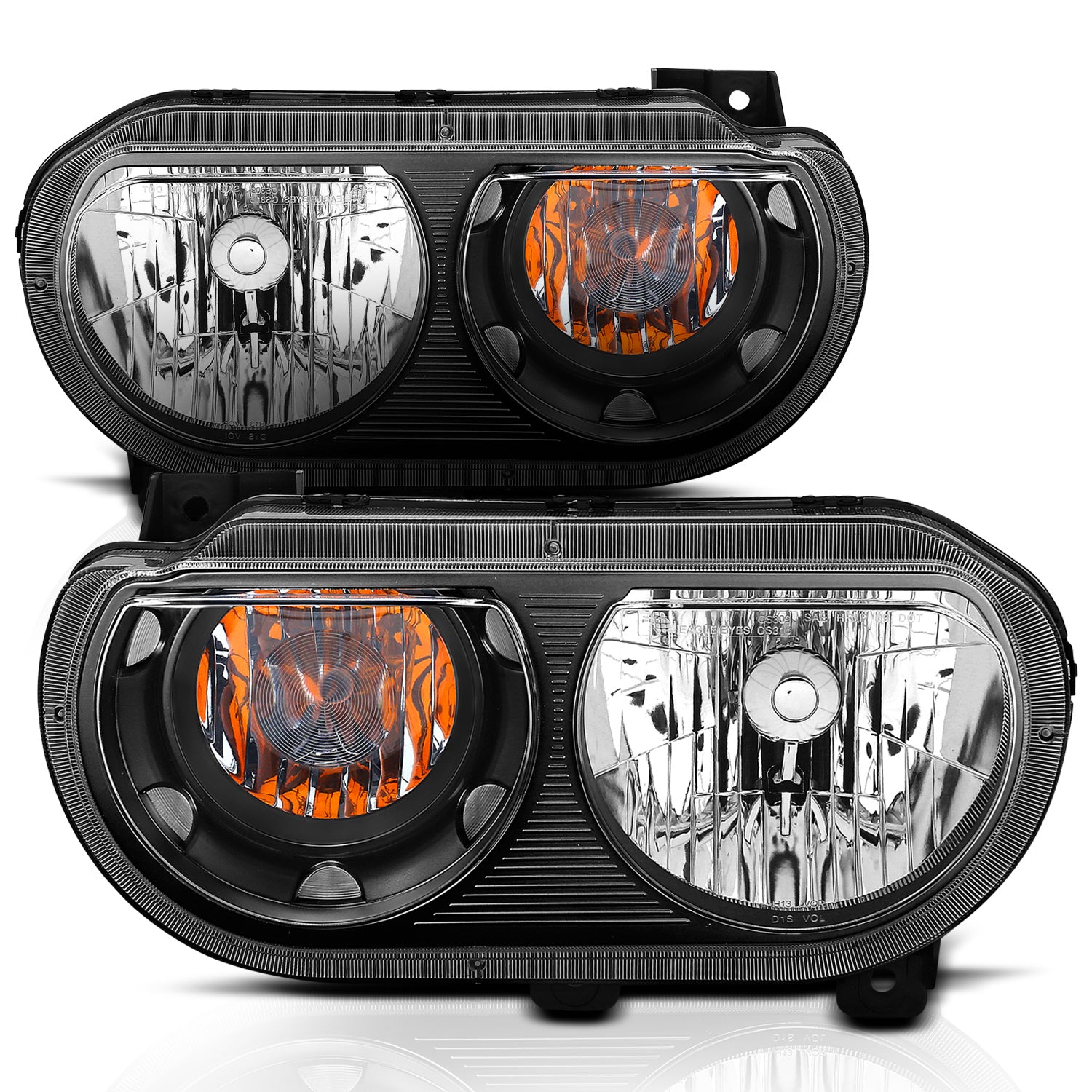 DODGE CHALLENGER 08-14 HEADLIGHTS BLACK AMBER