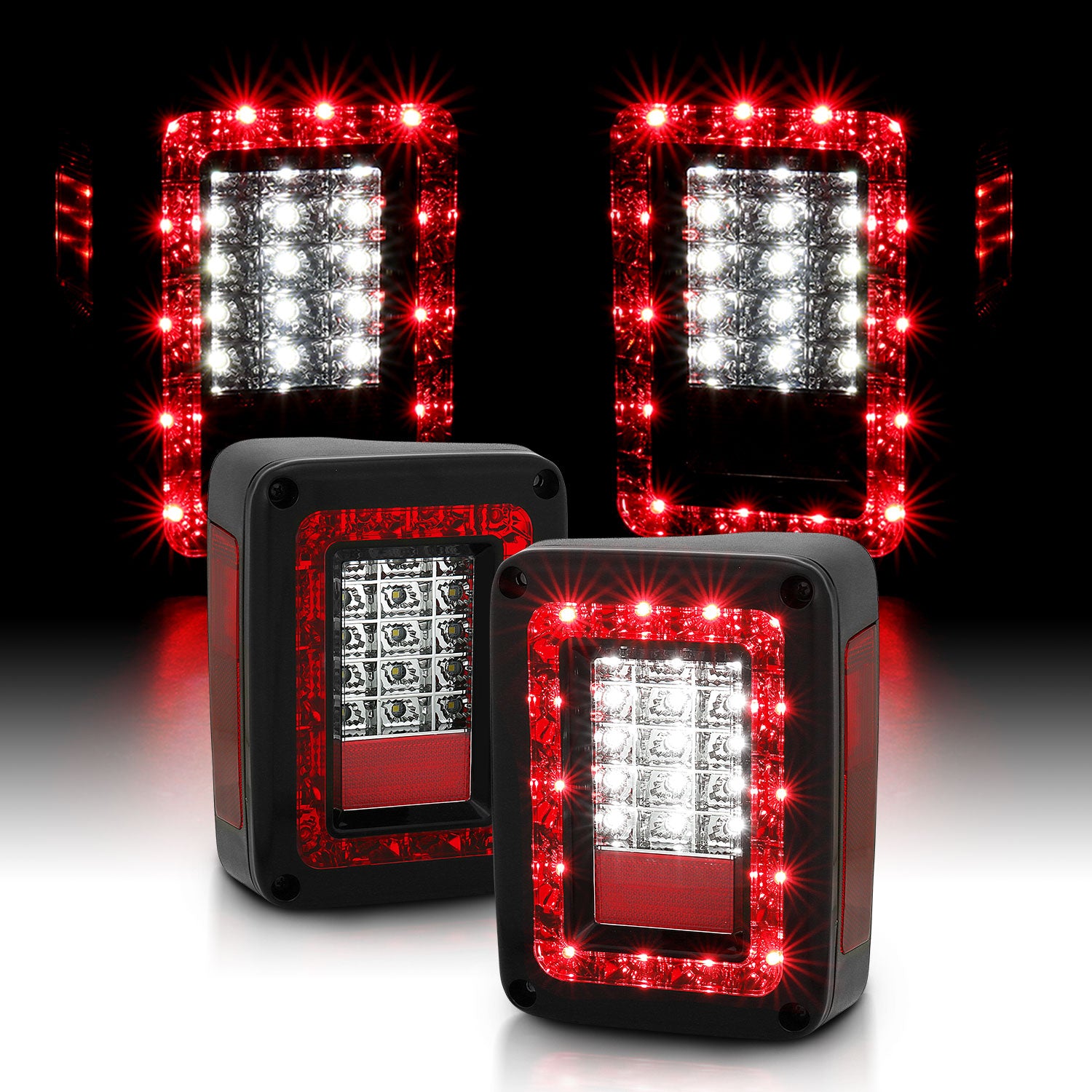 JEEP WRANGLER 07-10 LED TAIL LIGHTS G2 RED/SMOKE