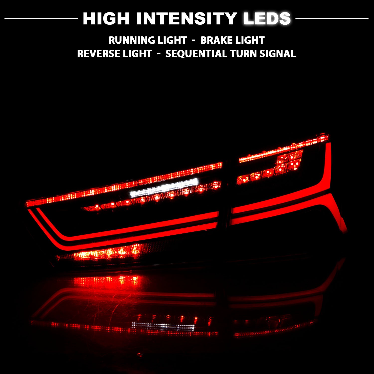 AUDI A6/S6 12-15  LED TAIL LIGHTS BLACK HOUSING RED/CLEAR LENS 4 PCS (SEQUENTIAL SIGNAL)