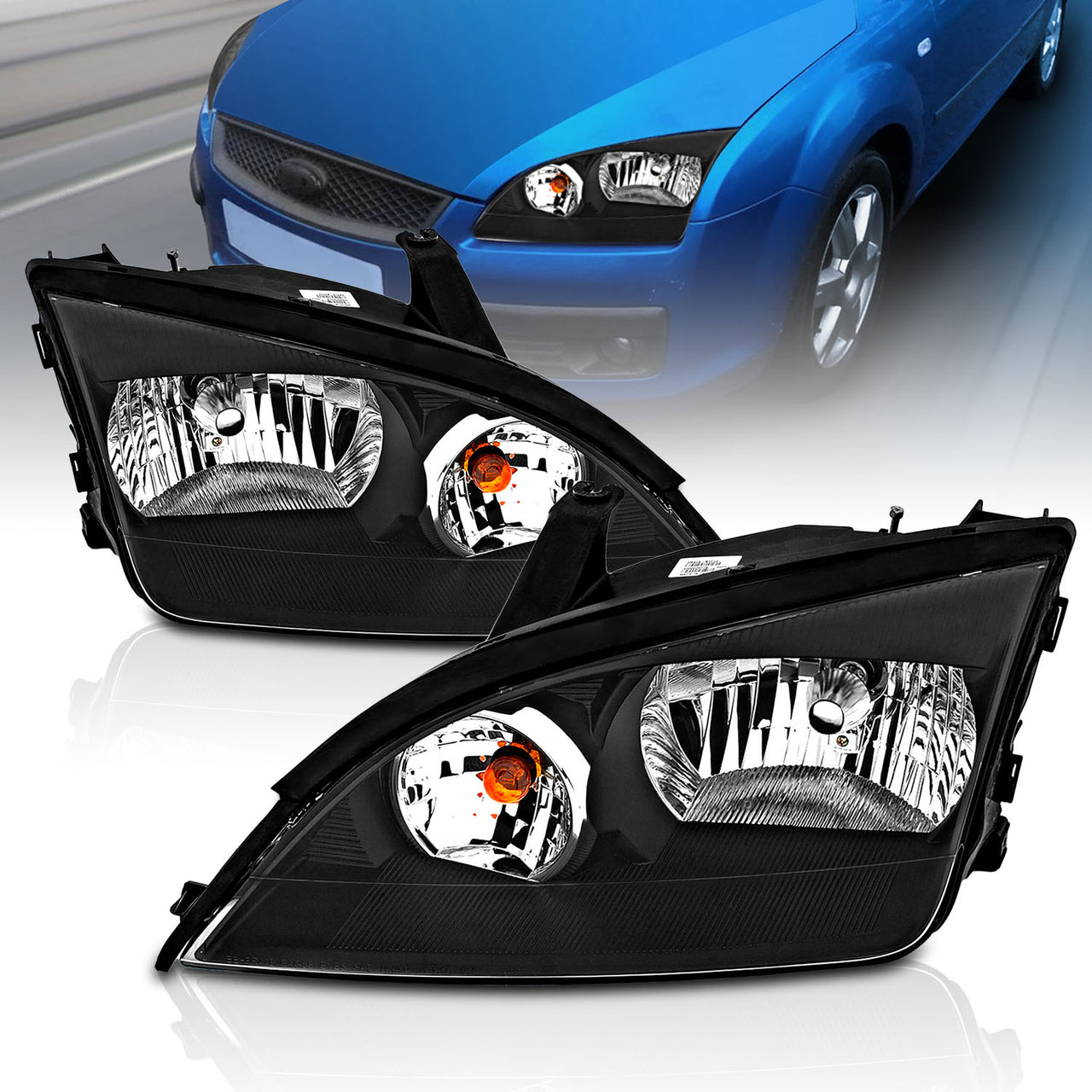 FORD FOCUS ZX4 05-07 HEADLIGHTS 4DR BLACK