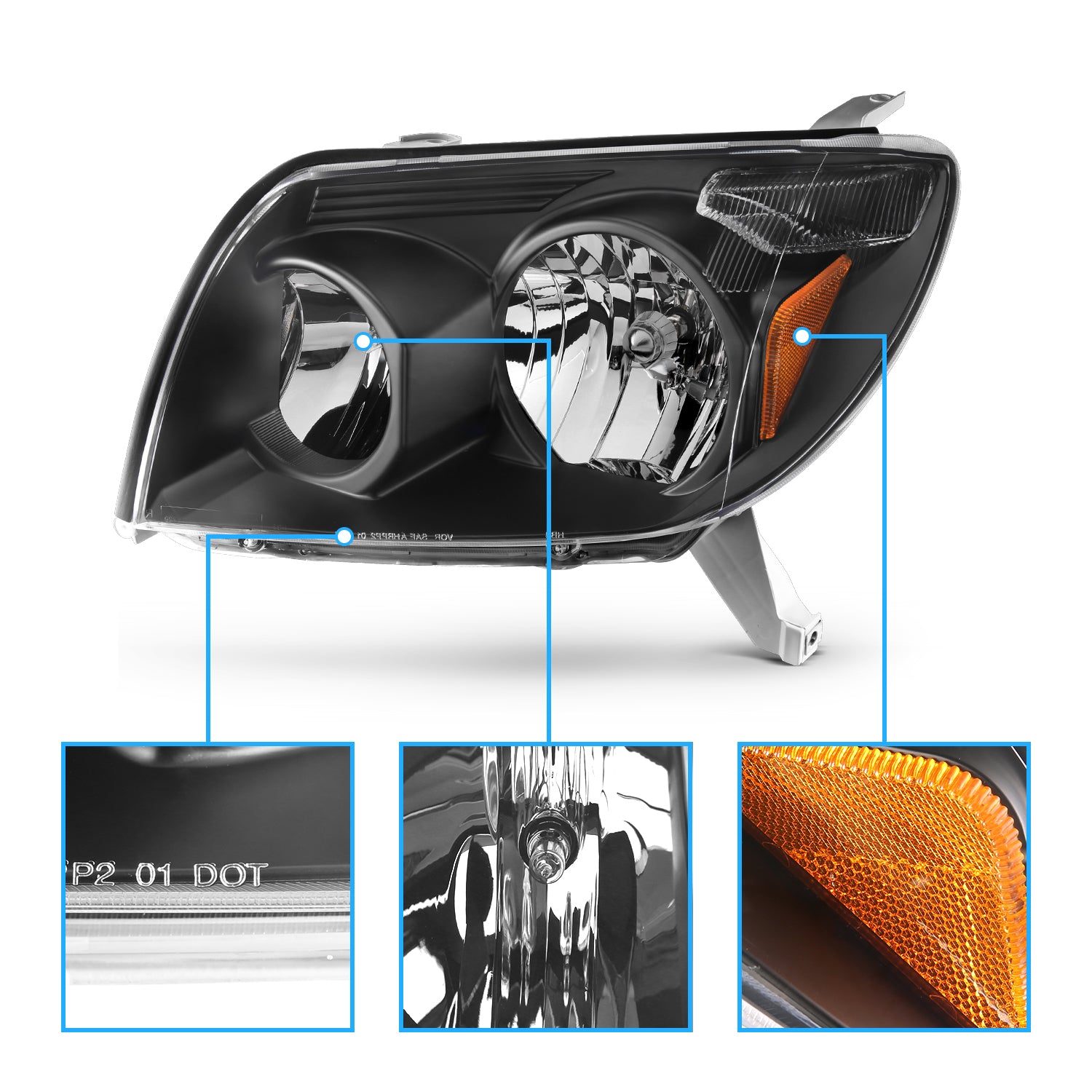 TOYOTA 4 RUNNER 03-05 HEADLIGHTS BLACK AMBER