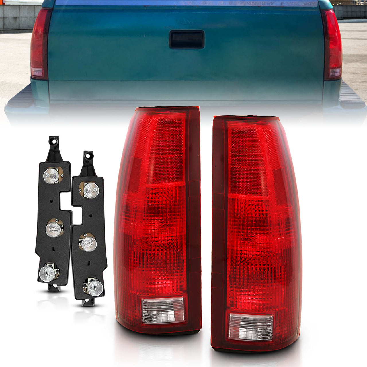 CHEVY BLAZER/TAHOE GMC YUKON/SIERRA 92-00 CHEVY SUBURBAN 92-99/ CHEVY C10 K10 88-02 TAILIGHTS CHROME W/ CONNECTOR CIRCUIT BOARD BULBS (OE REPLACEMENT)