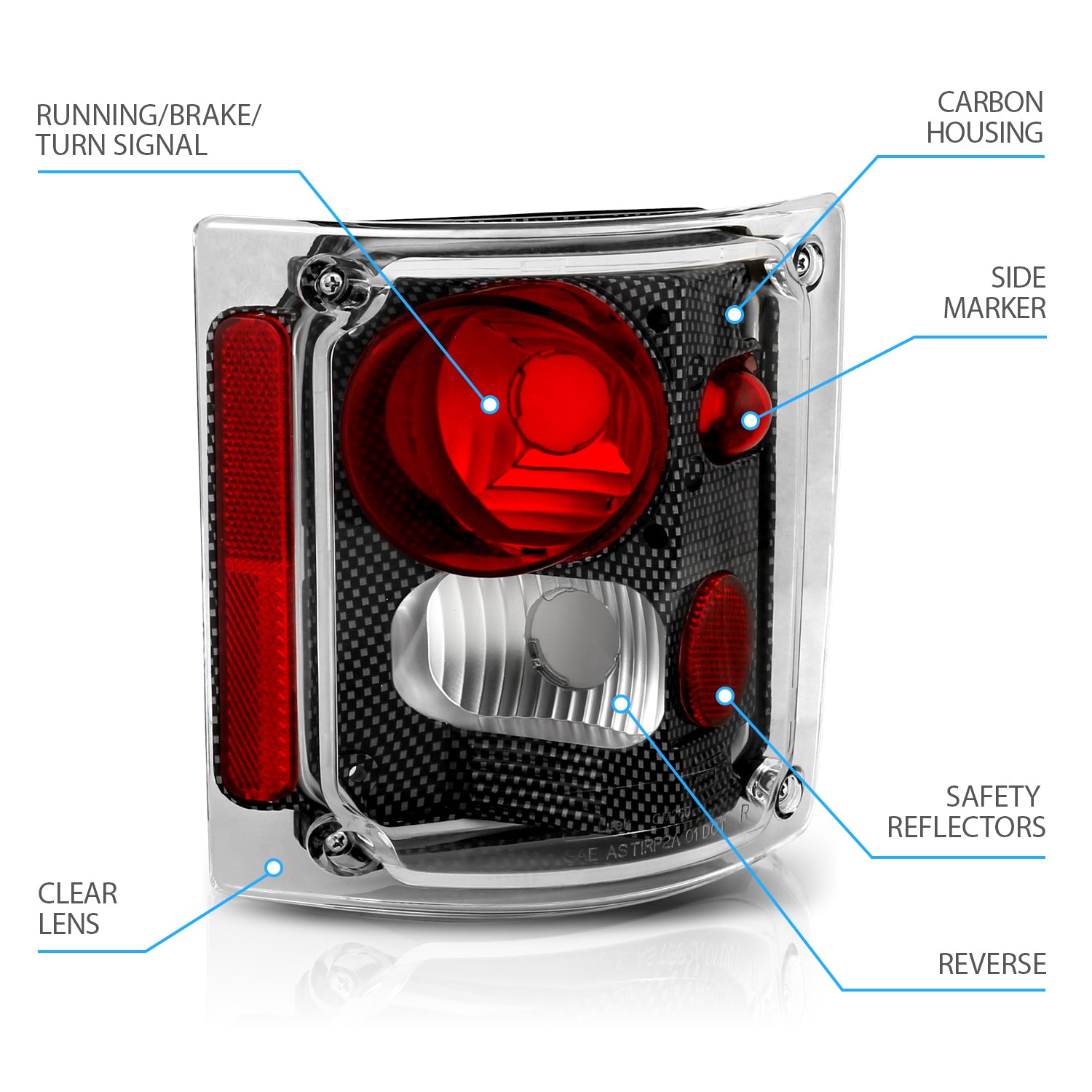 CHEVY FULLSIZE 73-87 TAIL LIGHTS CARBON