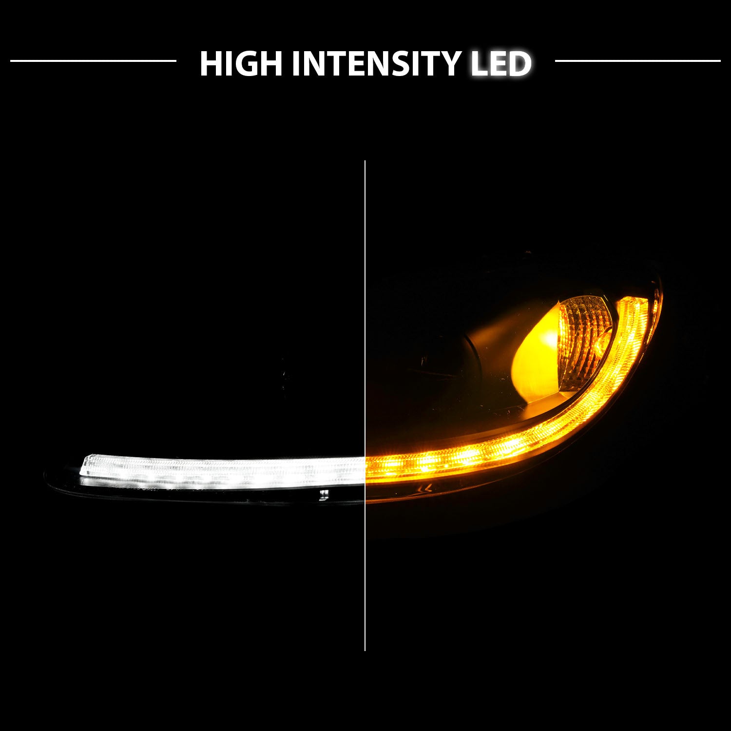 CHEVY CORVETTE 05-13 PROJECTOR SEQUENTIAL LIGHT BAR HEADLIGHTS BLACK AMBER(W/ DRL)(W/O HID KITS)