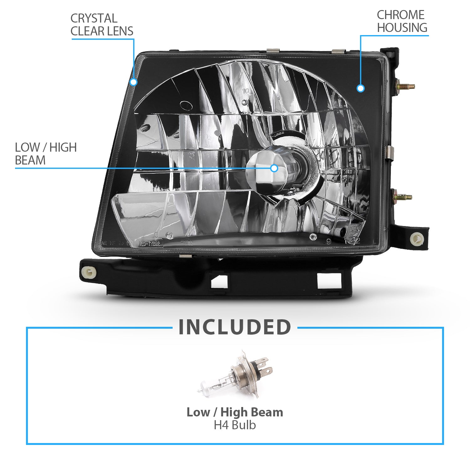 TOYOTA TACOMA 97-00 HEADLIGHTS BLACK