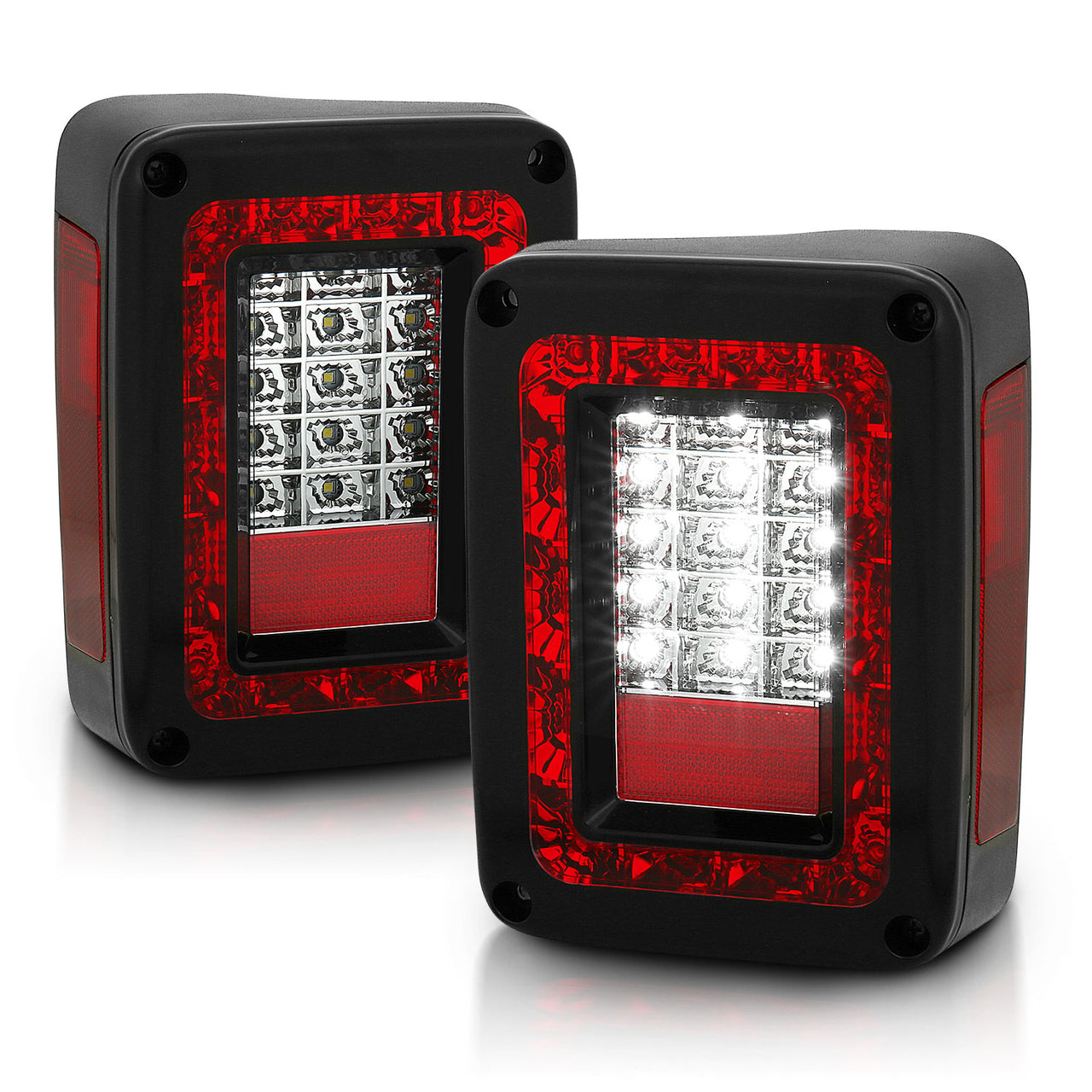 JEEP WRANGLER 07-10 LED TAIL LIGHTS G2  RED/CLEAR