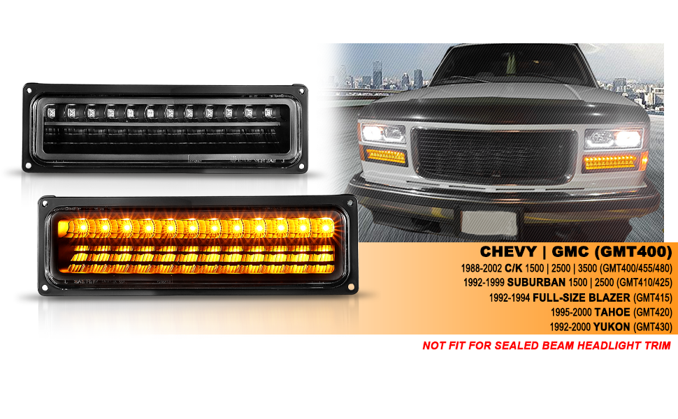CHEVY FULLSIZE/BLAZER/SUBURBAN/SIERRA/YUKON 88-98 PARKING LED LIGHTS JDM BLACK