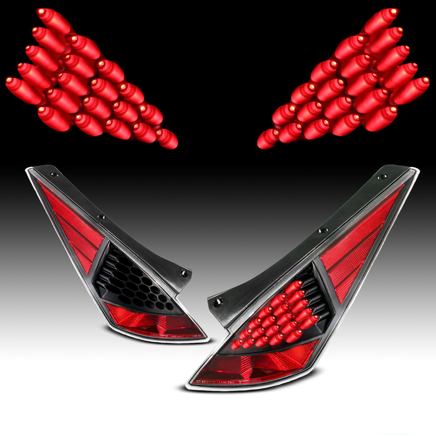 NISSAN 350Z 03-06 LED TAIL LIGHTS ALL BLACK HOUSING