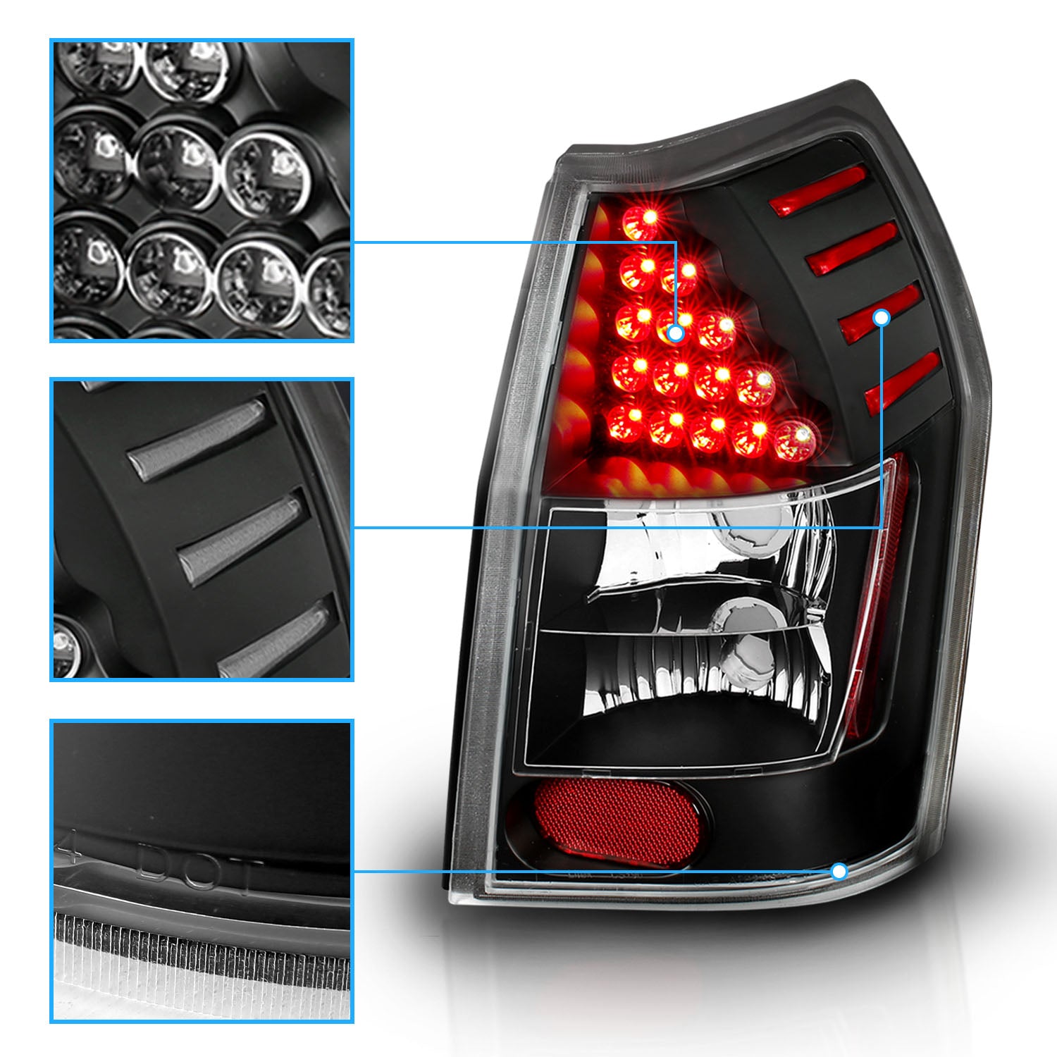 DODGE MAGNUM 05-UP LED TAIL LIGHTS BLACK
