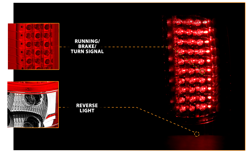 CHEVY SILVERADO 1500 07-13/2500HD/3500HD 07-14 LED TAIL LIGHTS RED/CLEAR