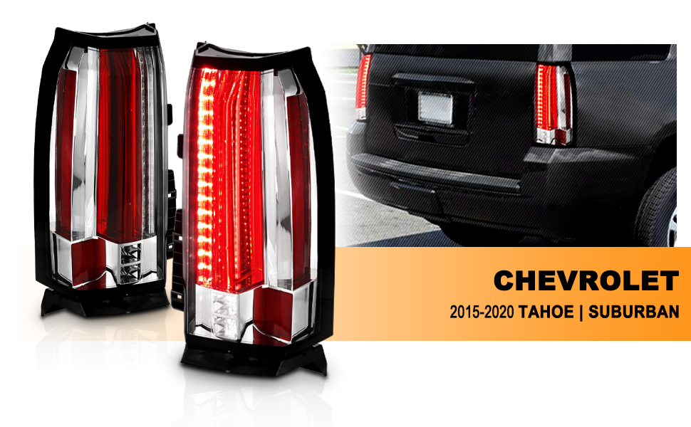 CHEVY TAHOE/SUBURBAN 15-17 LED TAIL LIGHTS ALL CHROME