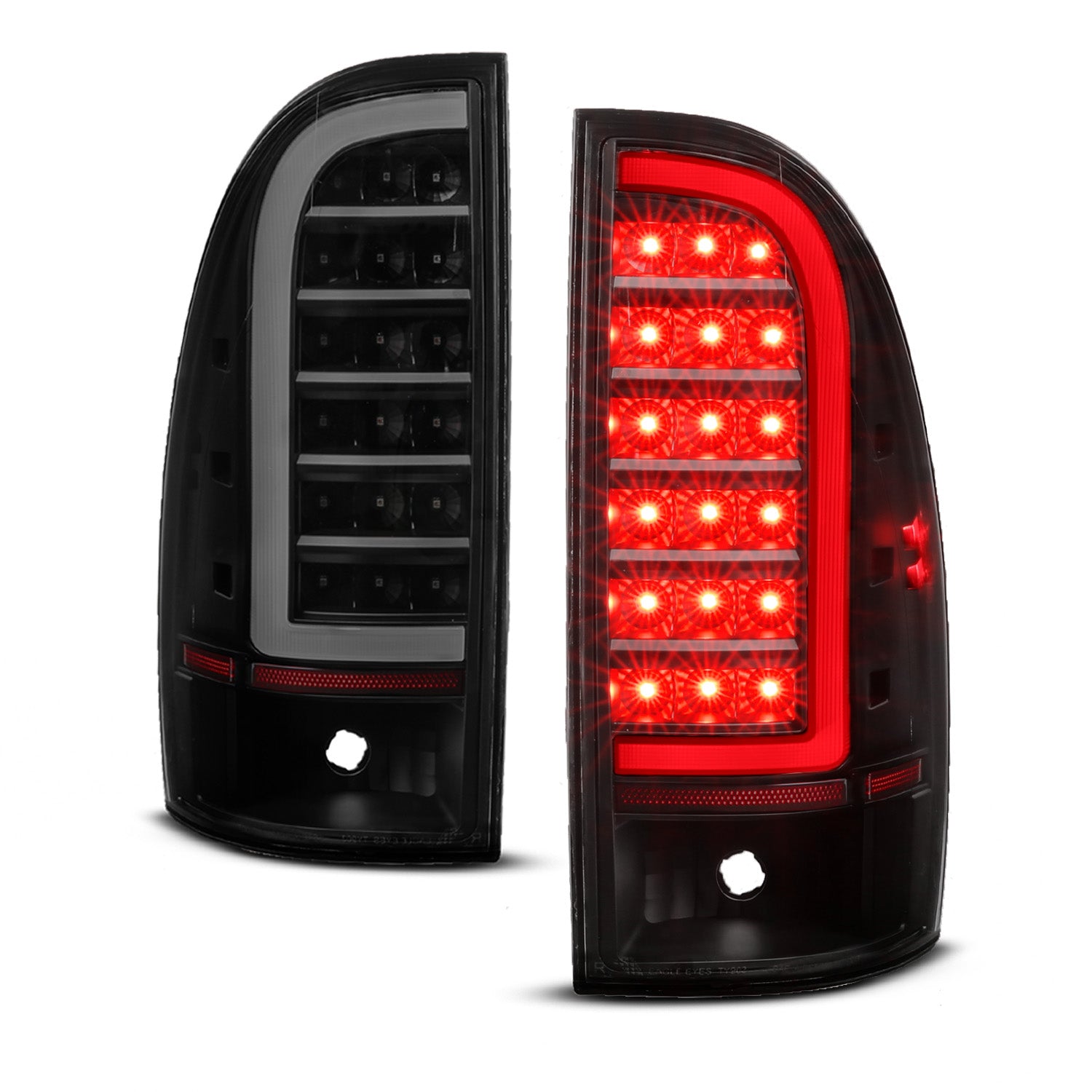 TOYOTA TACOMA 05-15 LED TAIL LIGHTS BLACK HOUSING SMOKE LENS (W/ C LIGHT BAR)