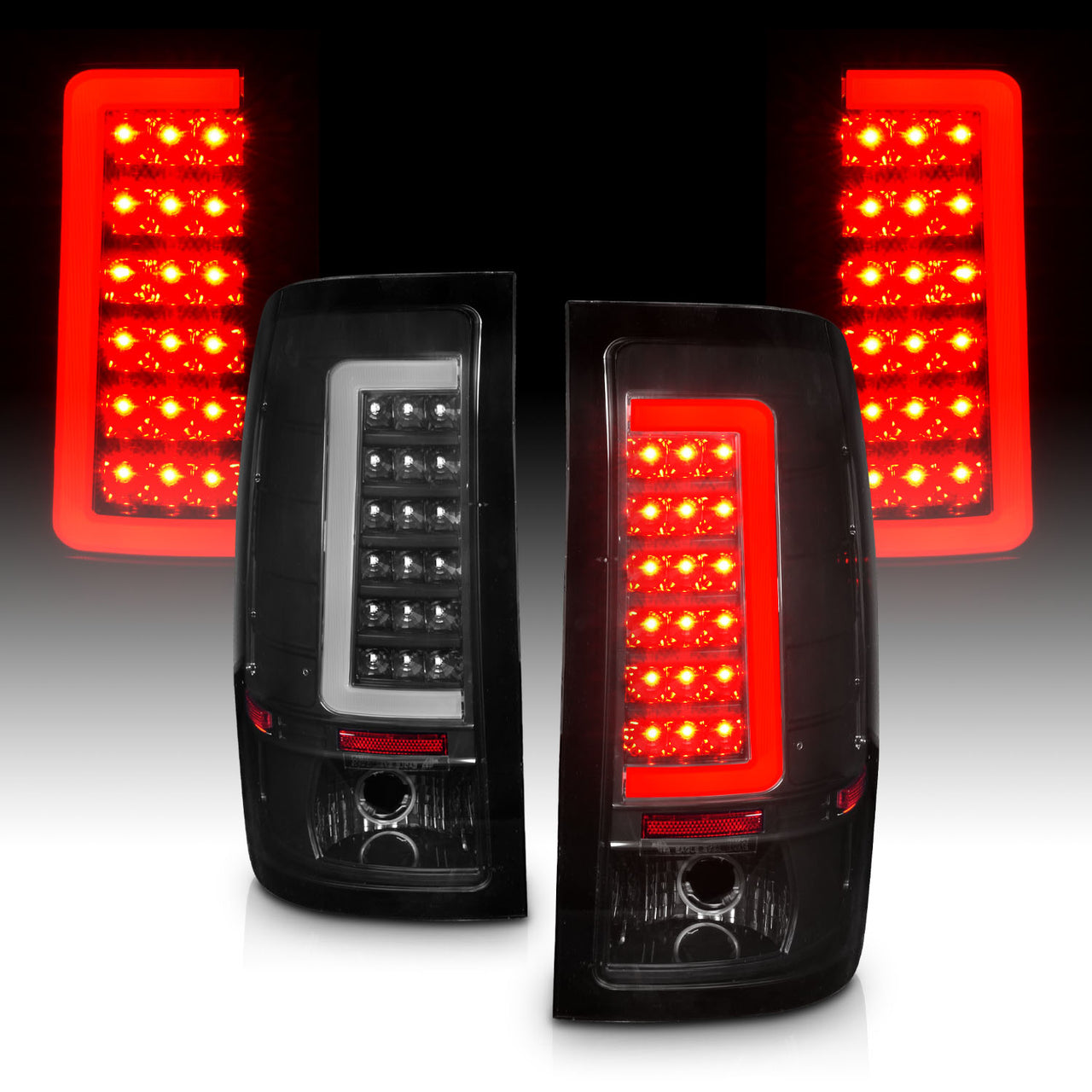 GMC SIERRA 1500 07-13 (EXCEPT '07 CLASSIC) / SIRRA 2500/3500 '07-'14 LED TAIL LIGHTS  BLACK HOUSING SMOKE LENS W/ C LIGHT BAR