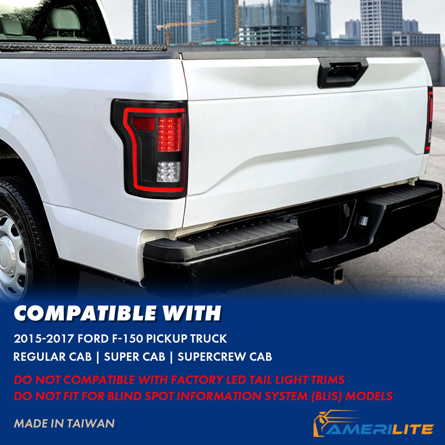 FORD F-150 15-17 LED TAIL LIGHTS (RED LIGHT BAR) SMOKE LENS (SEQUENTIAL SIGNAL)