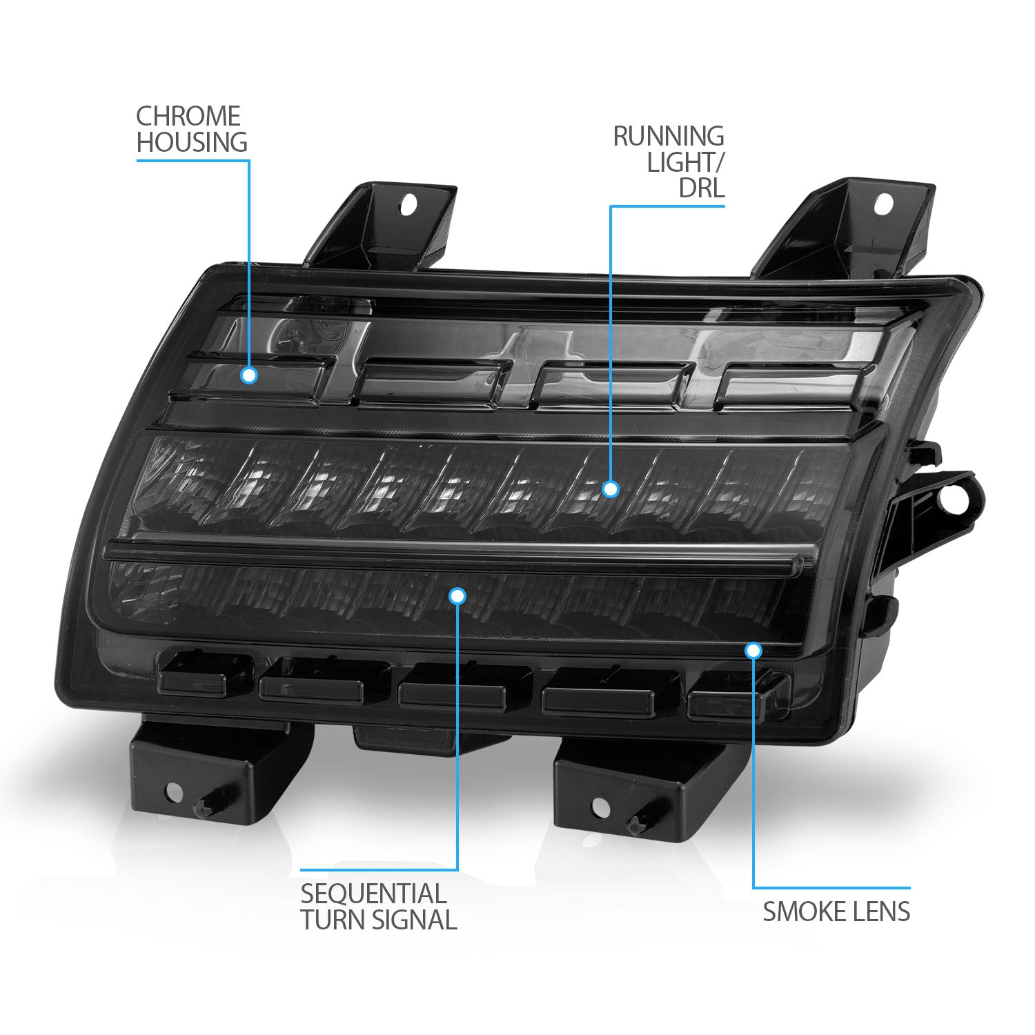 JEEP WRANGLER 10-21 LED SIDE MARKERS SMOKE LENS (SEQUENTIAL SIGNAL) (FOR LOW CONFIGURED)