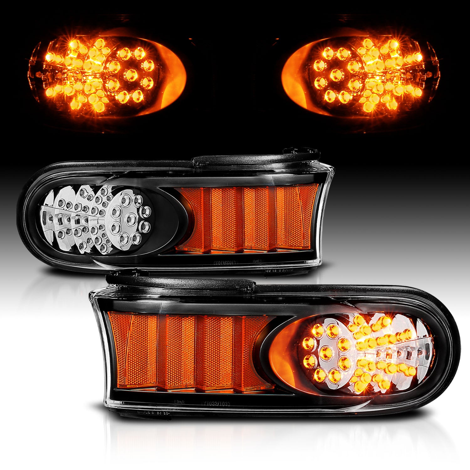 TOYOTA FJ CRUISER 07-14 LED PARKING LIGHTS BLACK AMBER