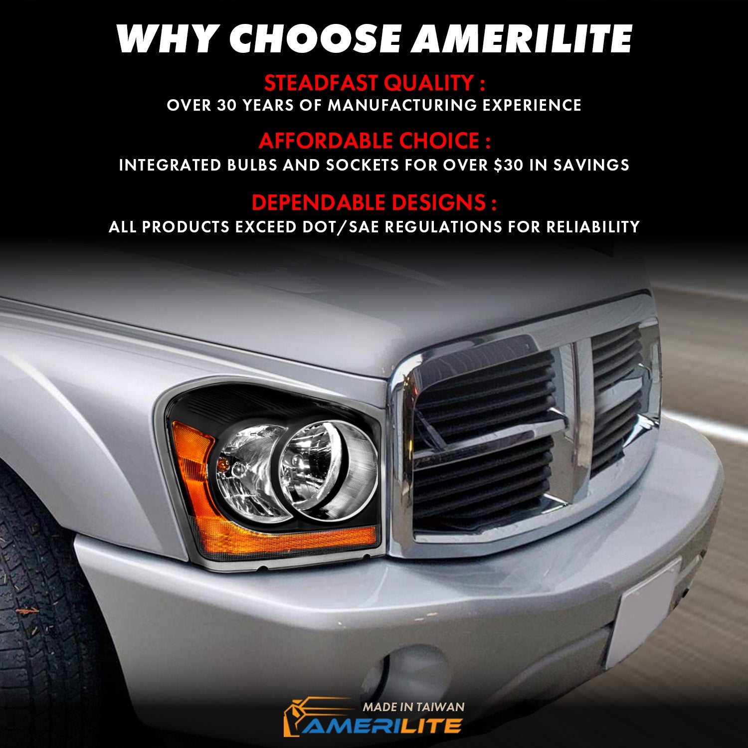 DODGE DURANGO 04-06 HEADLIGHTS BLACK AMBER