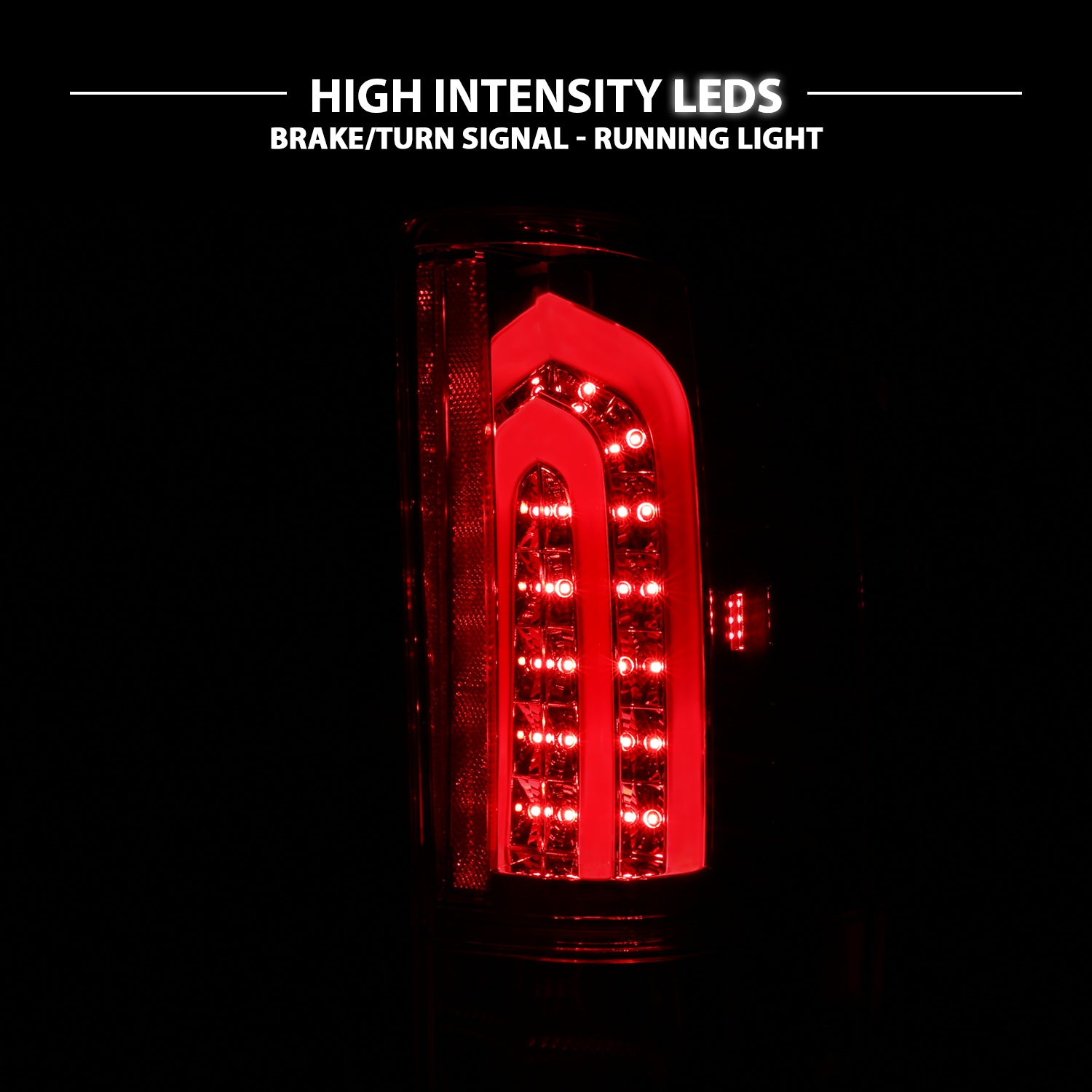CHEVY SILVERADO 1500/2500/3500 07-10/HYBRID 09/GMC SIERRA 07-09 LED TAIL LIGHTS G4  ALL CHROME (W/ RED LIGHT BAR)