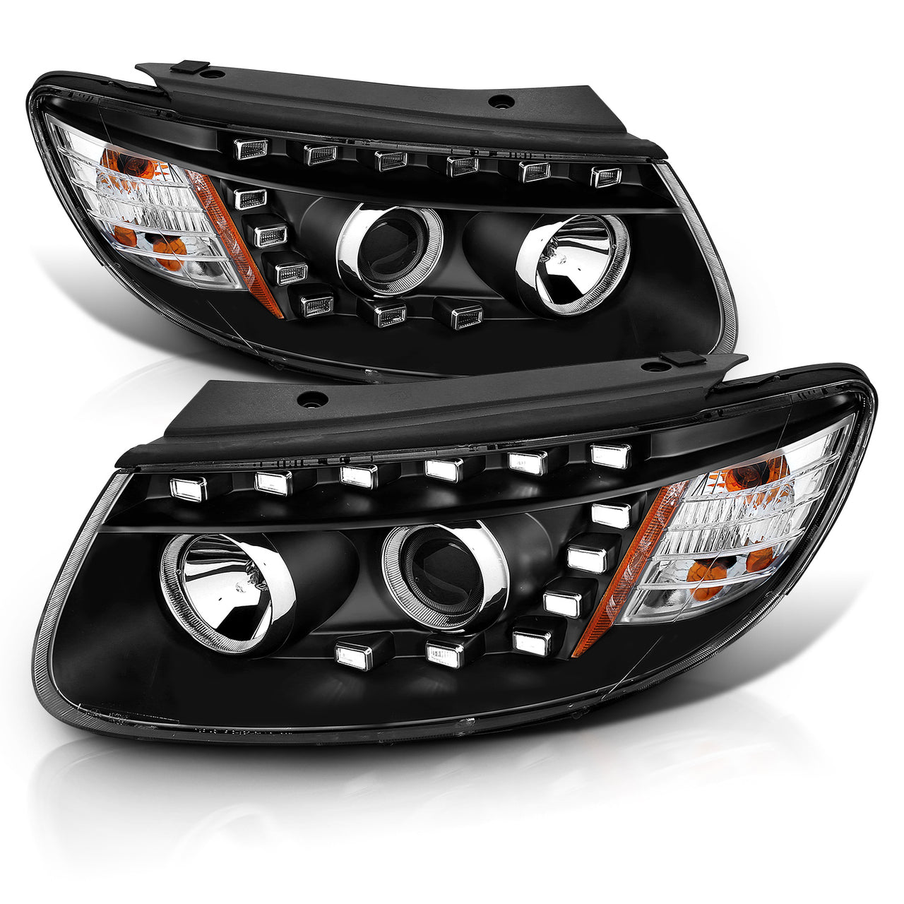 HYUNDAI SANTA FE PROJECTOR HEADLIGHTS BLACK AMBER (ONLY FITS MODELS BEFORE 7/11/2007)