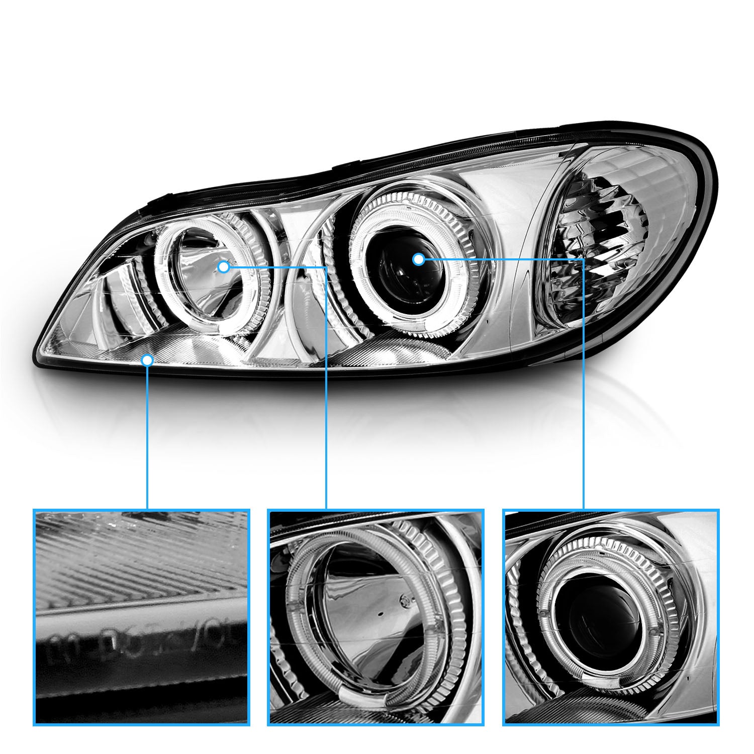 INFINITI I-30 00-01 PROJECTOR HEADLIGHTS HALO CHROME CLEAR