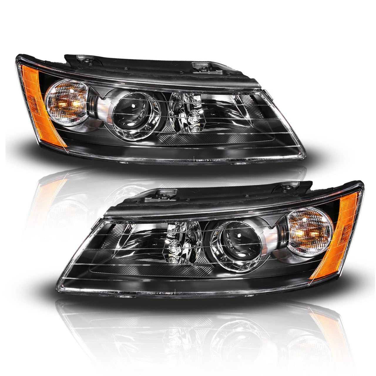 HYUNDAI SONATA 06-08 (2.4/3.3L ENG) HEADLIGHTS BLACK AMBER