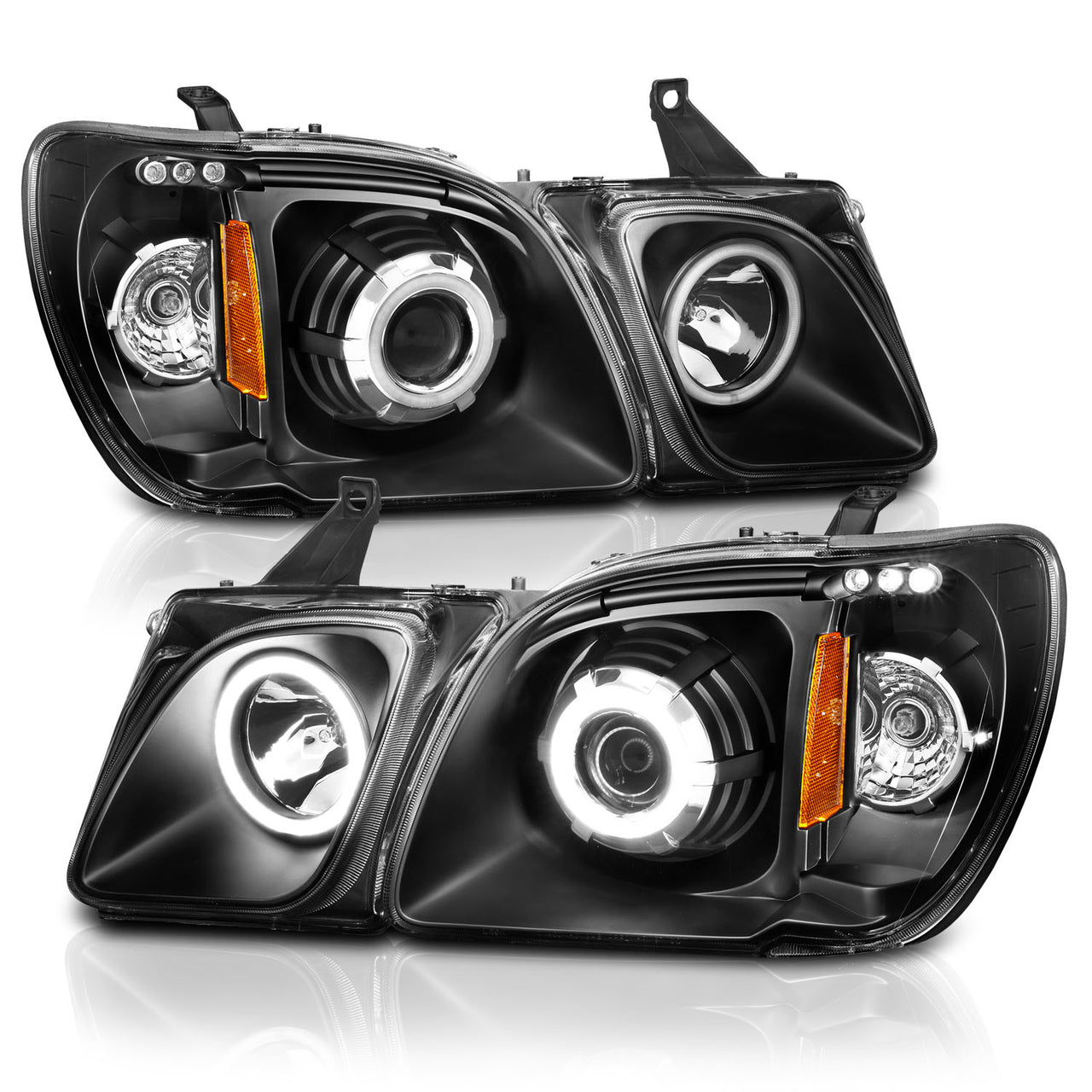 LEXUS LX470 98-07 PROJECTOR HEADLIGHTS HALO BLACK CLEAR AMBER (RX HALO)