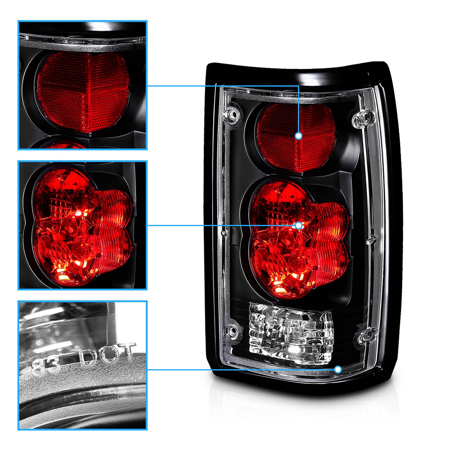 MAZDA B2000 86-93 TAIL LIGHTS BLACK