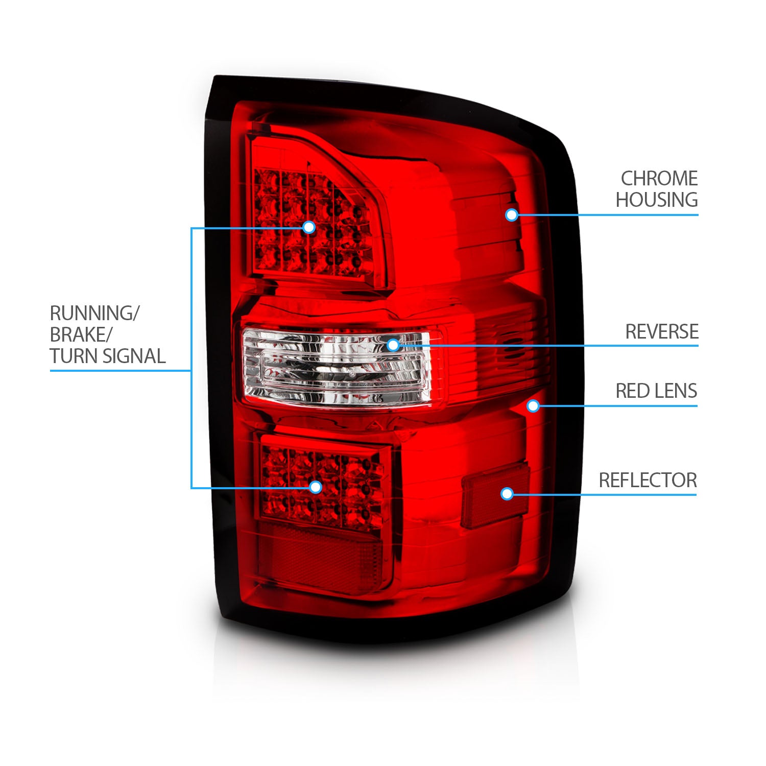 GMC SIERRA 14-18 LED TAIL LIGHTS RED/CLEAR  (NON-OEM LED ONLY)