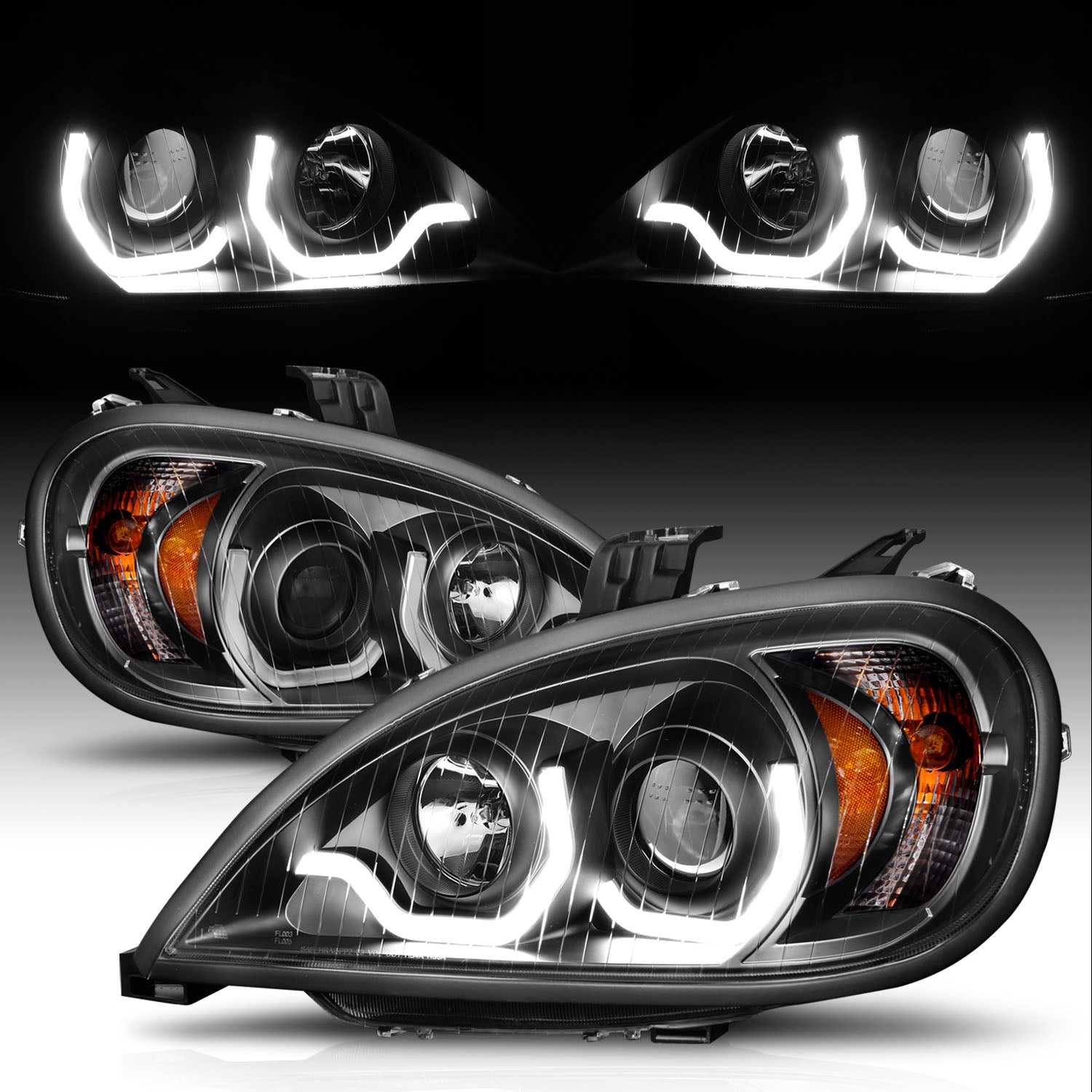 FREIGHTLINER COLUMBIA 04-15 PROJECTOR PLANK STYLE H.L BLACK AMBER REFLECTOR