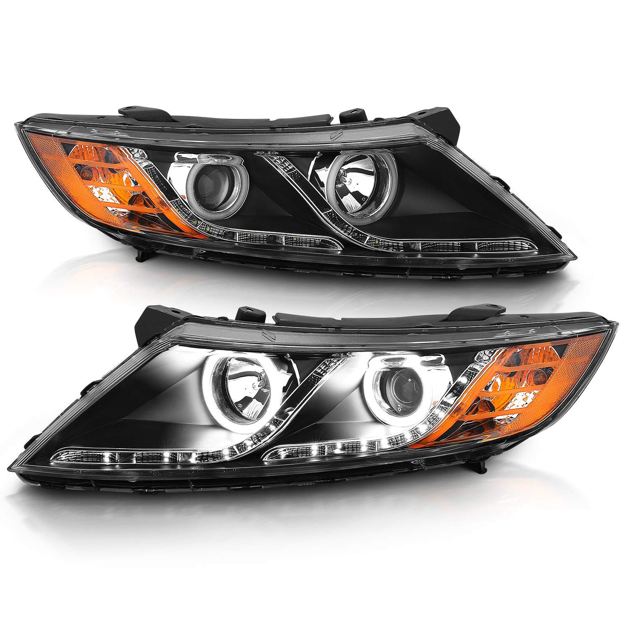 KIA OPTIMA 11-15 PROJECTOR HEADLIGHTS HALO BLACK CLEAR AMBER (RX HALO)