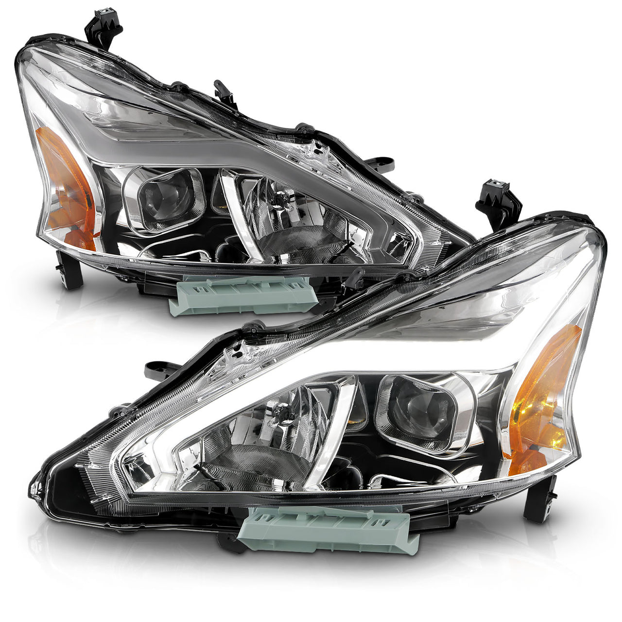 NISSAN ALTIMA 13-15 4DR PROJECTOR LIGHT BAR G2 HEADLIGHTS CHROME CLEAR AMBER
