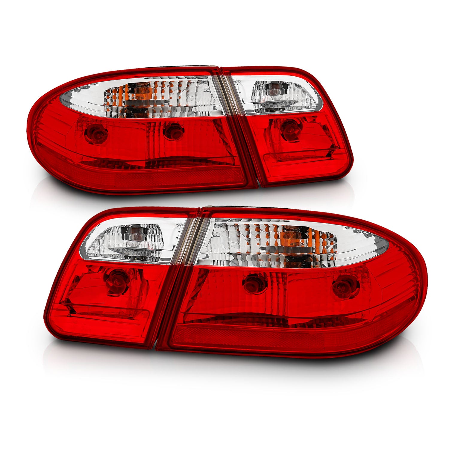 MBZ E CLASS W210 00-02 TAIL LIGHTS G2  RED/CLEAR (W/O LED)