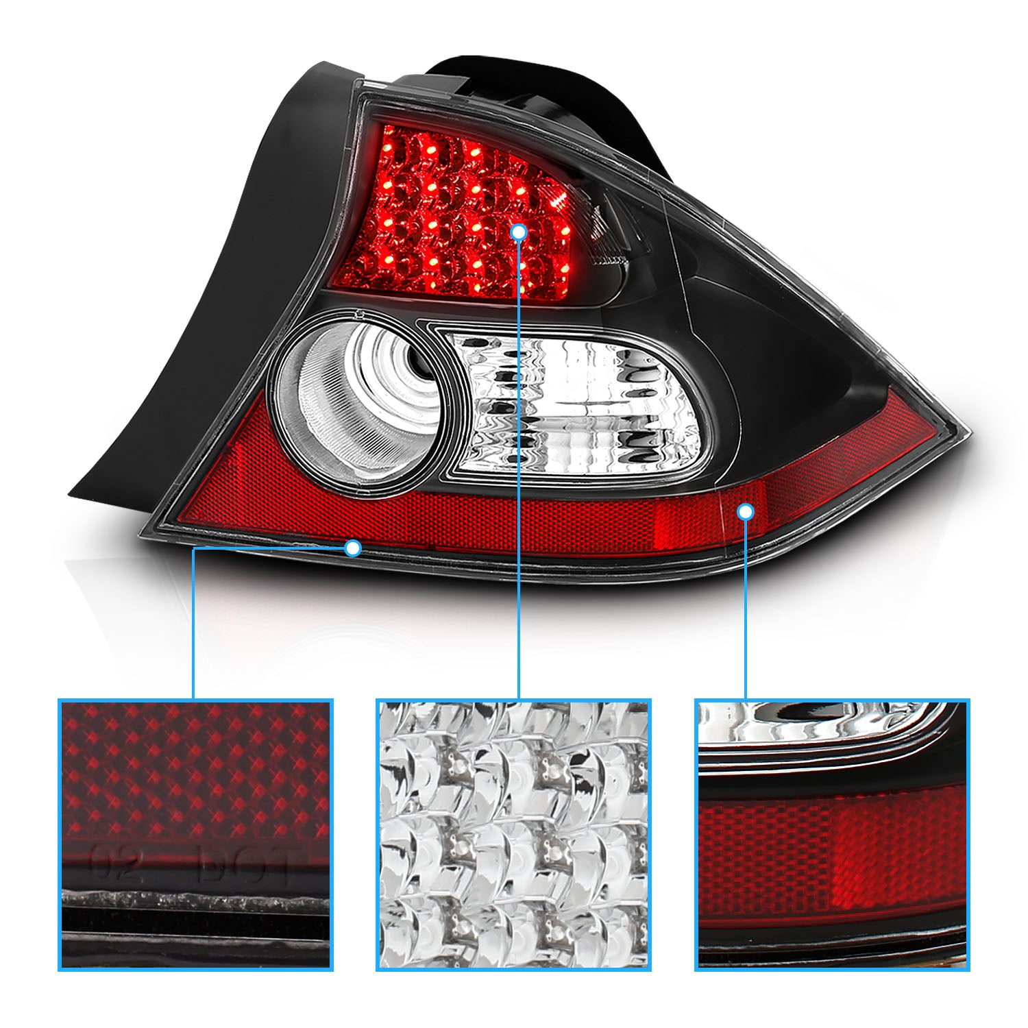 HONDA CIVIC 04-05 2DR LED TAIL LIGHTS BLACK