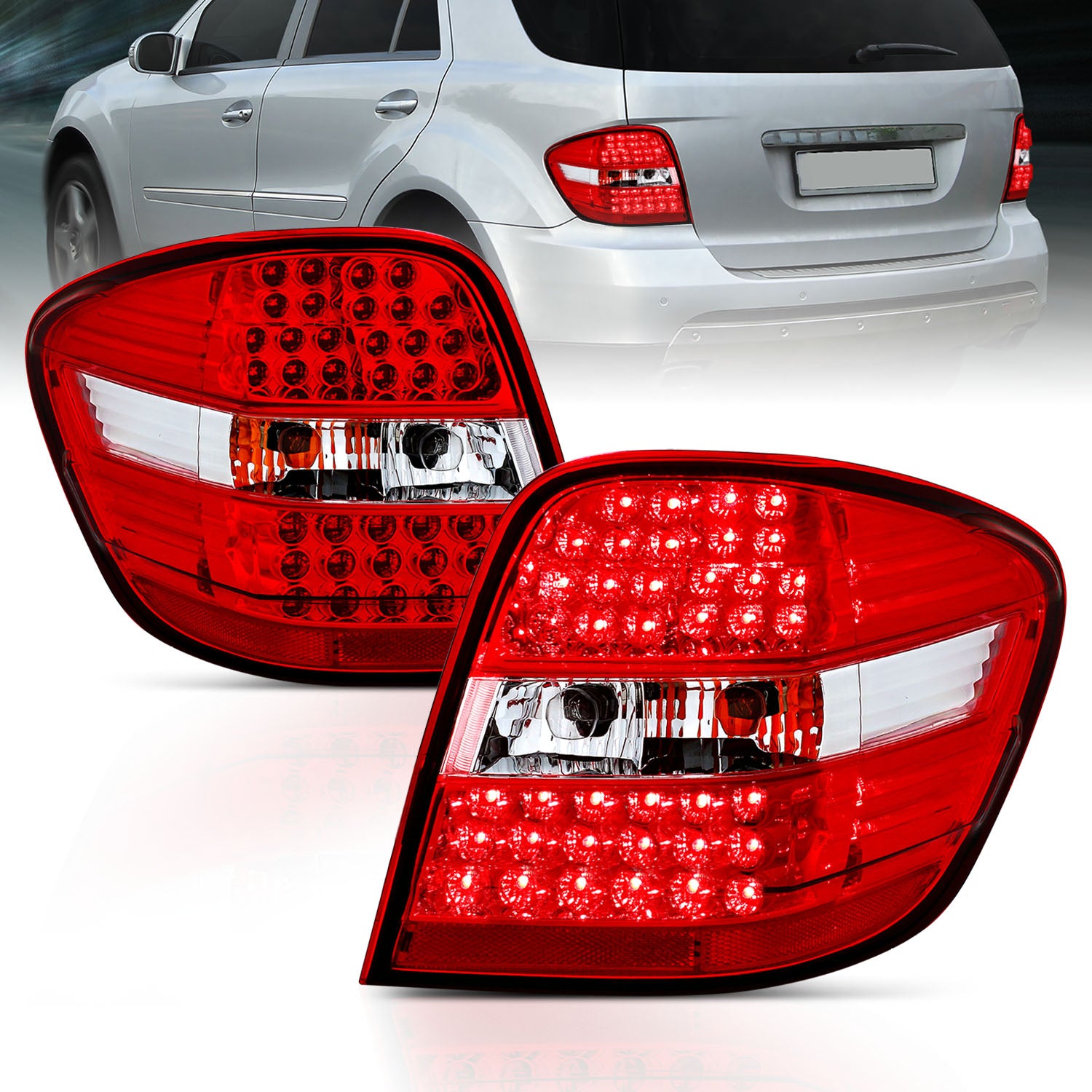 MBZ M CLASS W164 06-11 LED TAIL LIGHTS RED/CLEAR