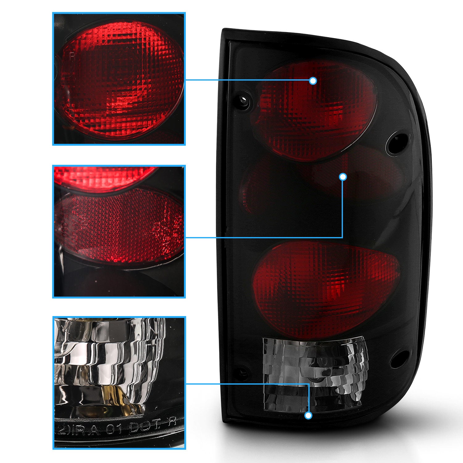 TOYOTA TACOMA 95-00 TAIL LIGHTS G2 DARK SMOKE