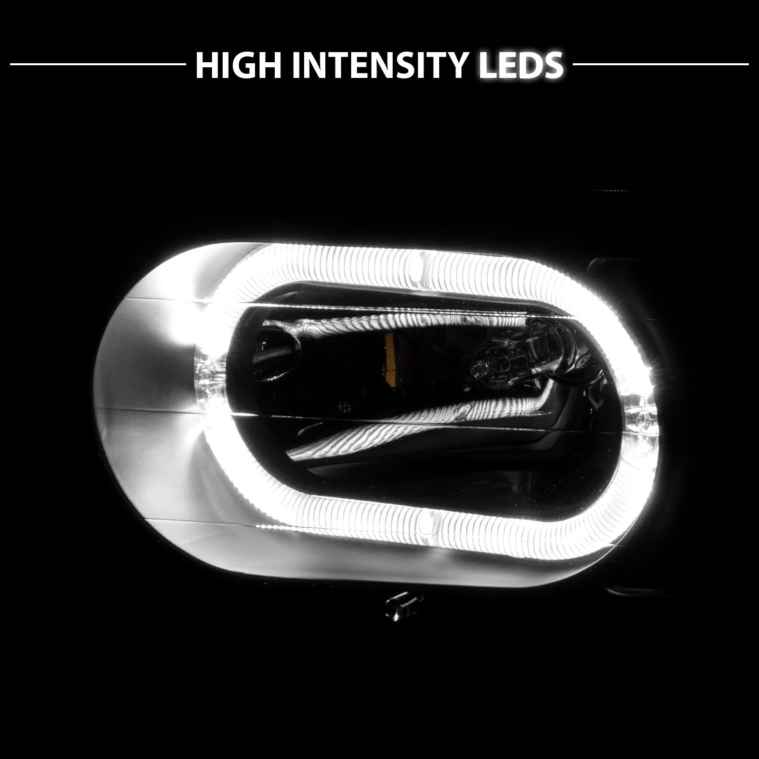 CHEVY CK / C10 /SILVERADO/ TAHOE / SUBURBAN/BLAZER 94-98 CRYSTAL HEADLIGHTS HALO BLACK HOUSING W/ SIGNAL & SIDE MARKERS AMBER (8PCS)